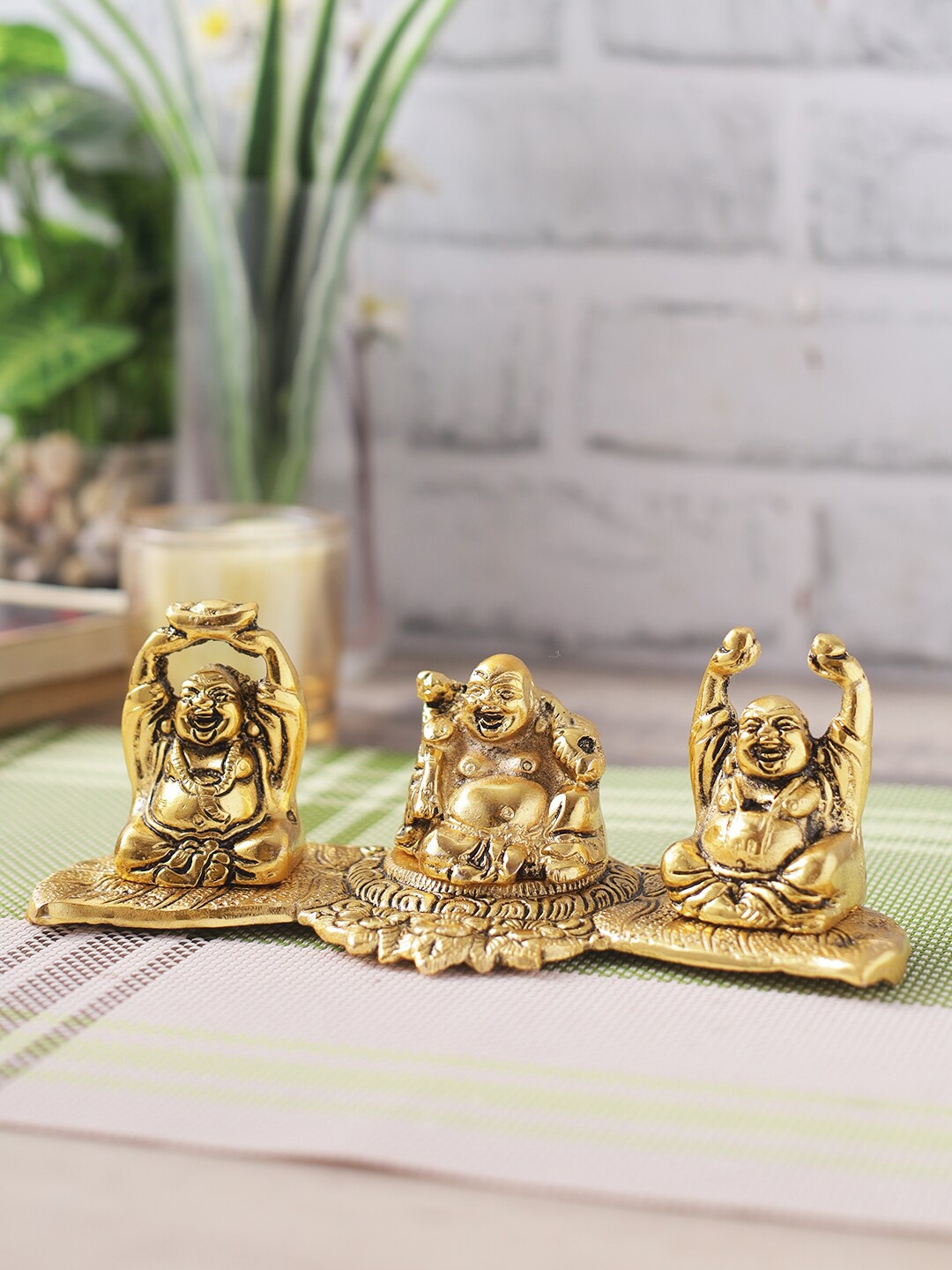 

CraftVatika Gold-Toned Laughing Buddha Statue Showpiece