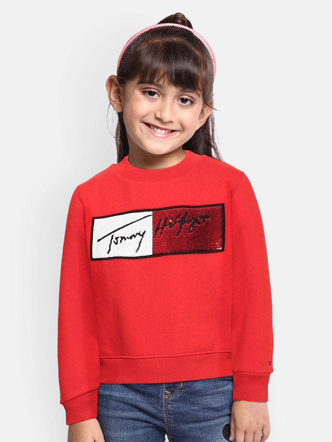 

Tommy Hilfiger Girls Red Embellished Sweatshirt