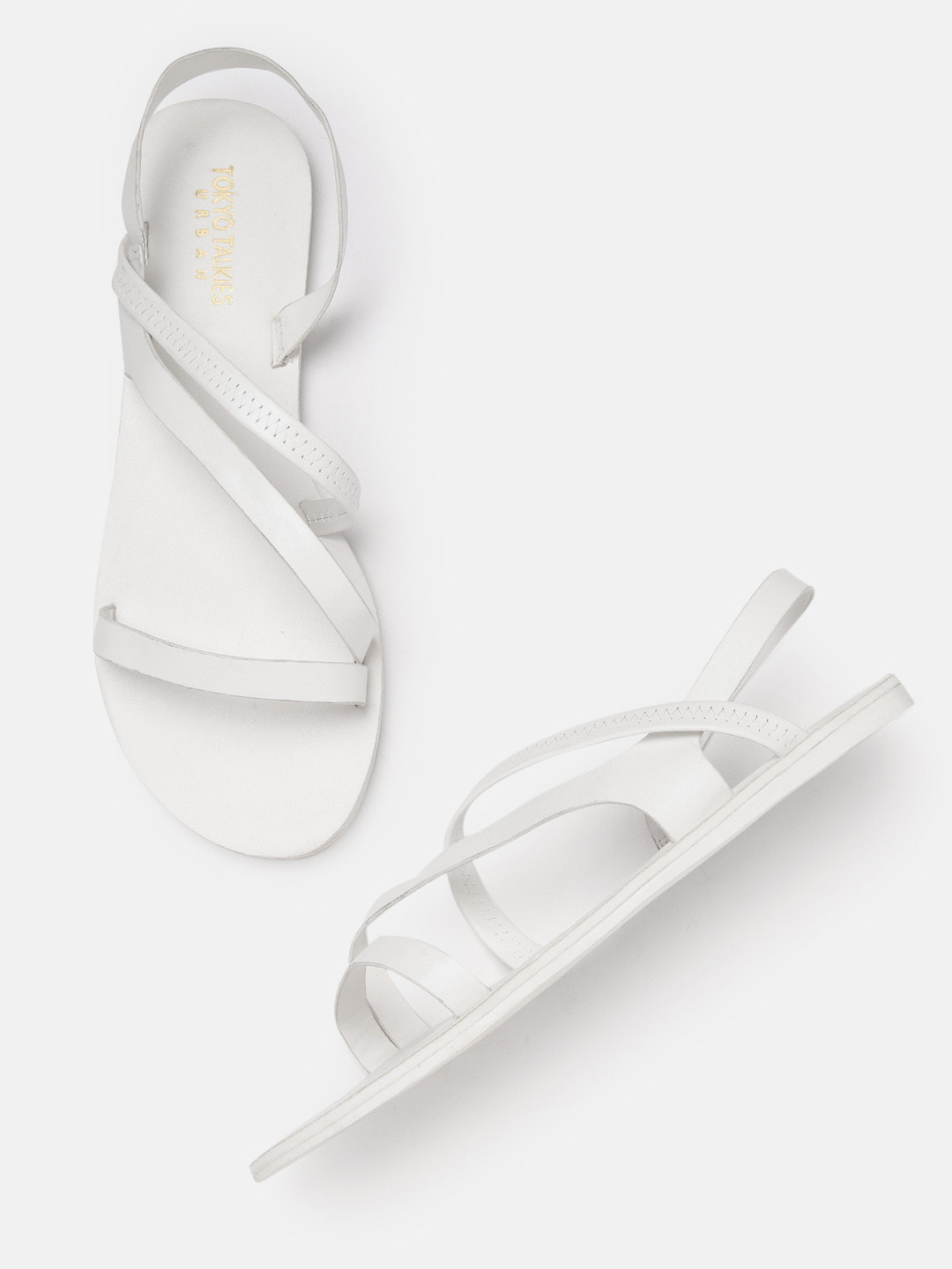 

Tokyo Talkies Women Strappy Open Toe Flats, White