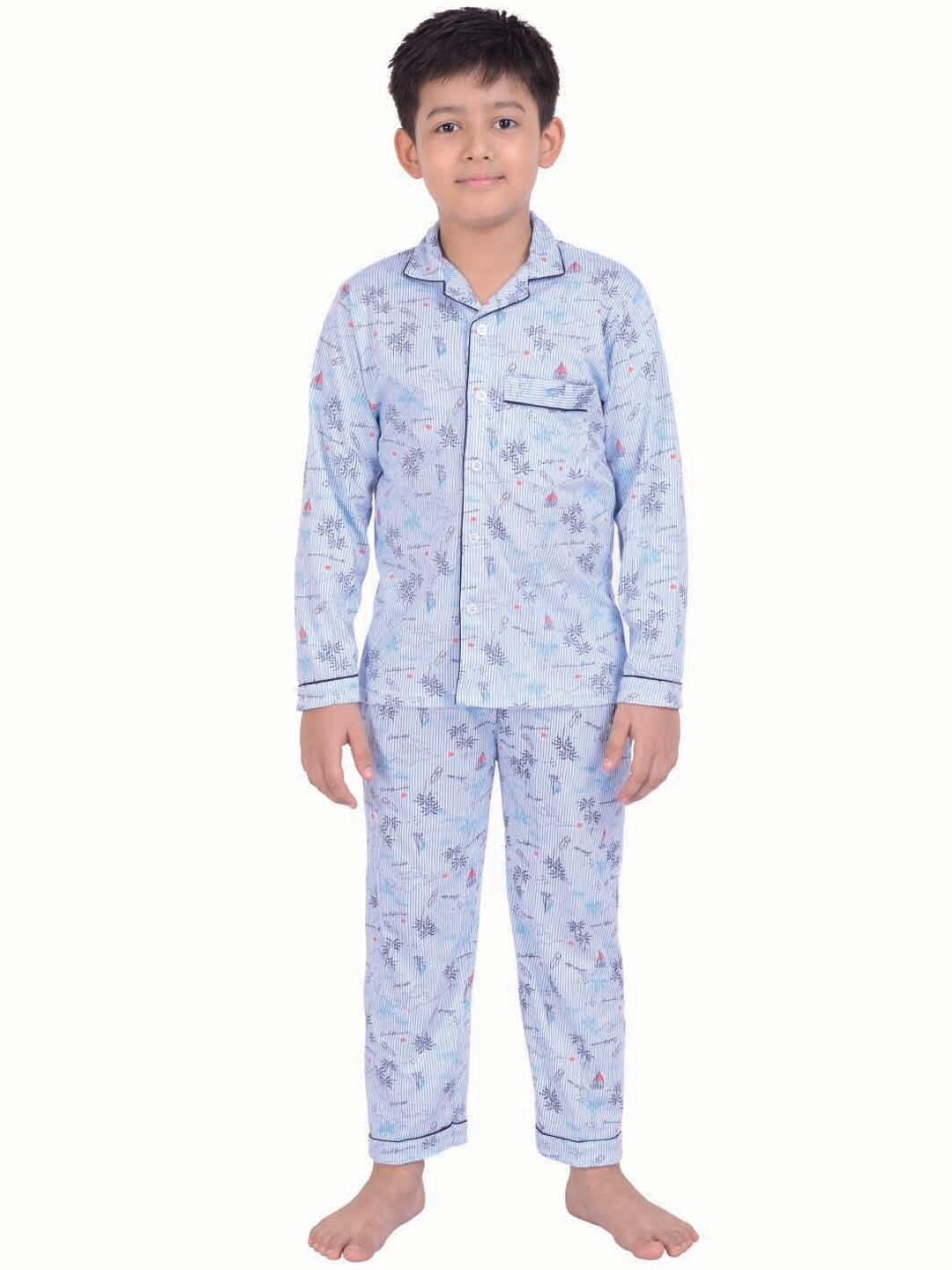 

Zoom Minimondo Unisex Kids Blue & Pink Printed Night suit