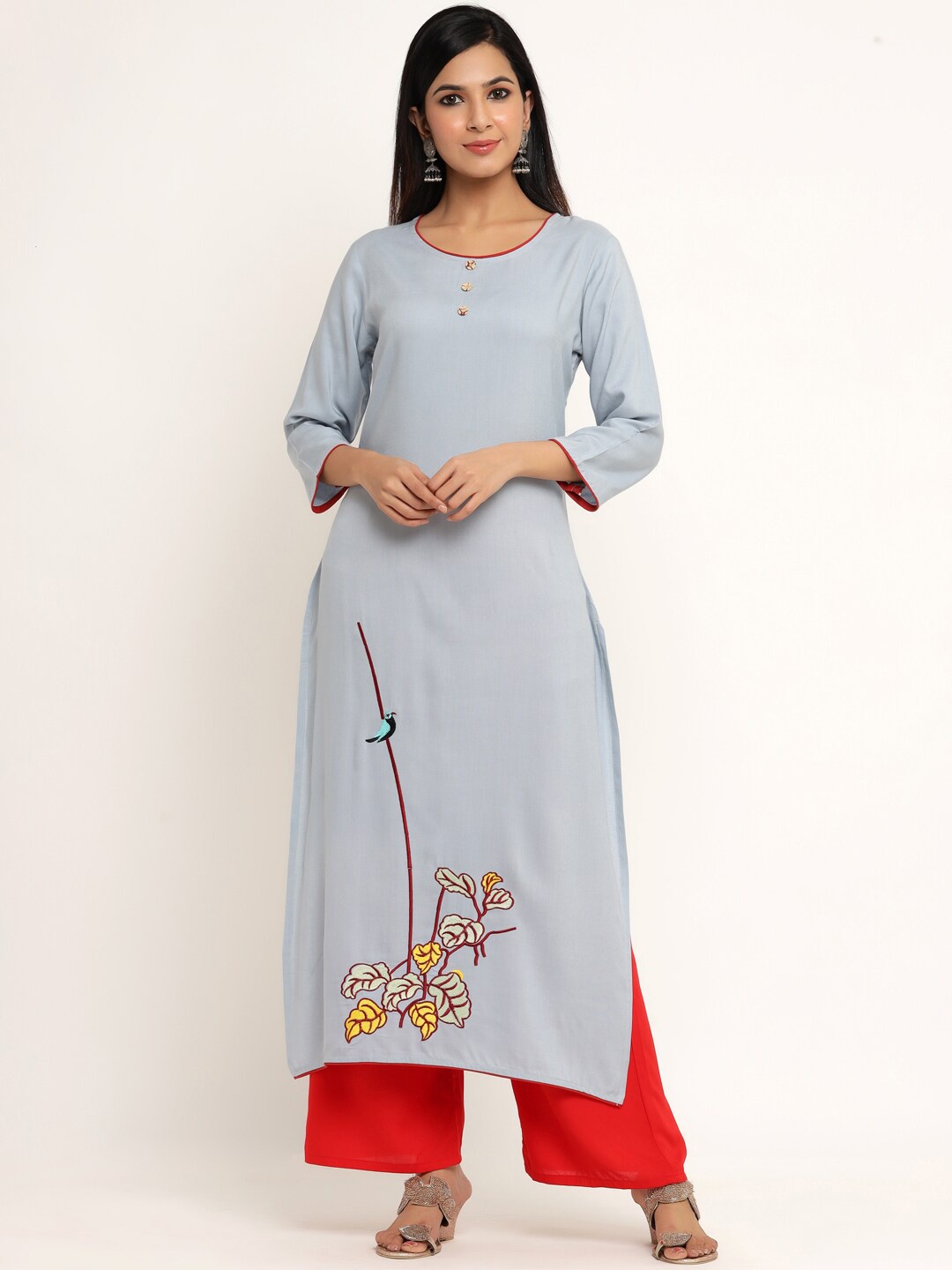 

Aprique FAB Women Grey Floral Printed Kurta