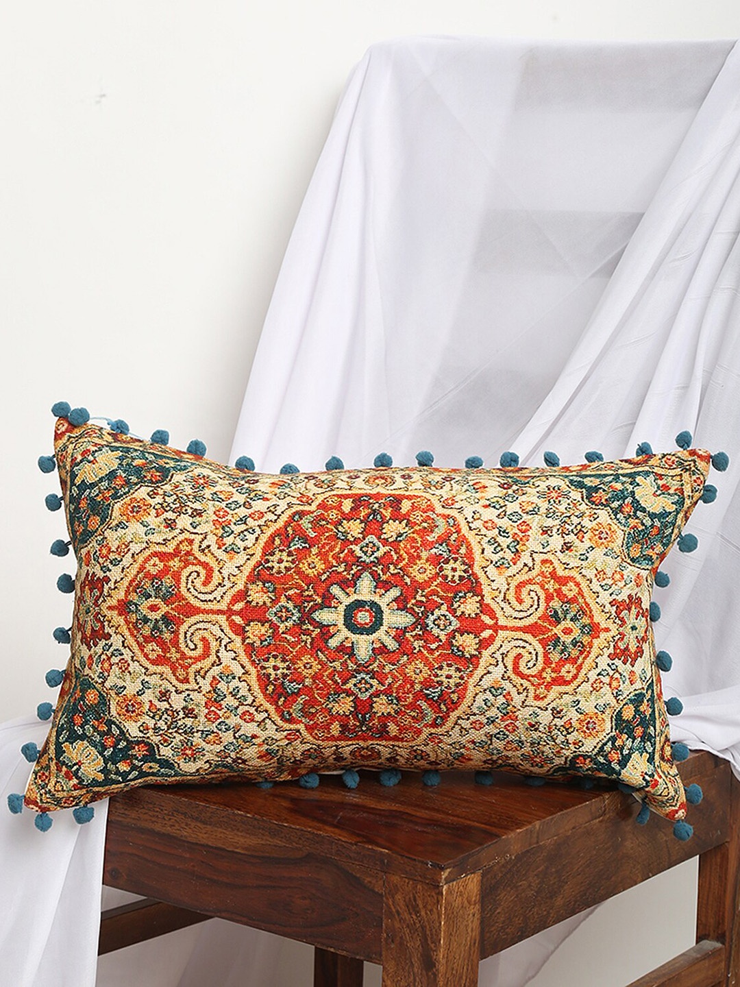 

BLANC9 Blue & Orange Printed Rectangular Cushion Cover