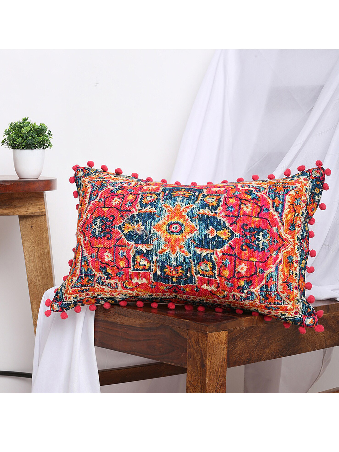 

BLANC9 Unisex Pink & Blue Single Embroidered Rectangle Cushion Covers