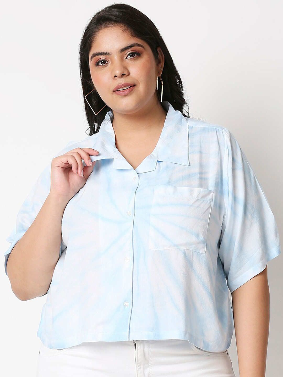

20Dresses Plus Size Women White Dyed Casual Shirt