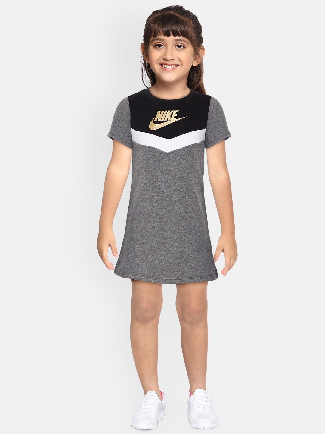 

Nike Girls Grey & Black Colourblocked T-shirt Dress