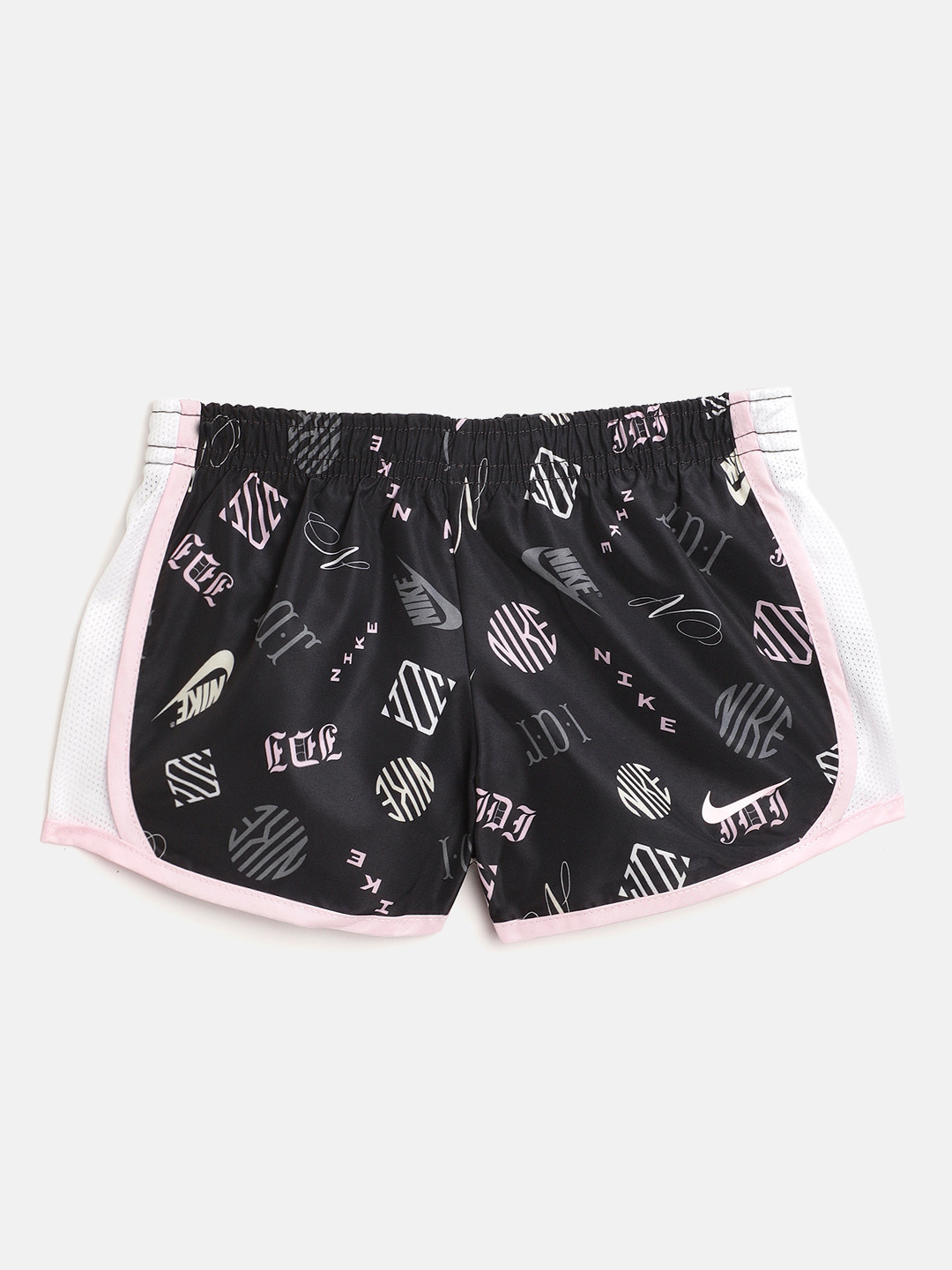 

Nike Girls Black & White Brand Logo Printed Icon Clash Tempo Sports Shorts