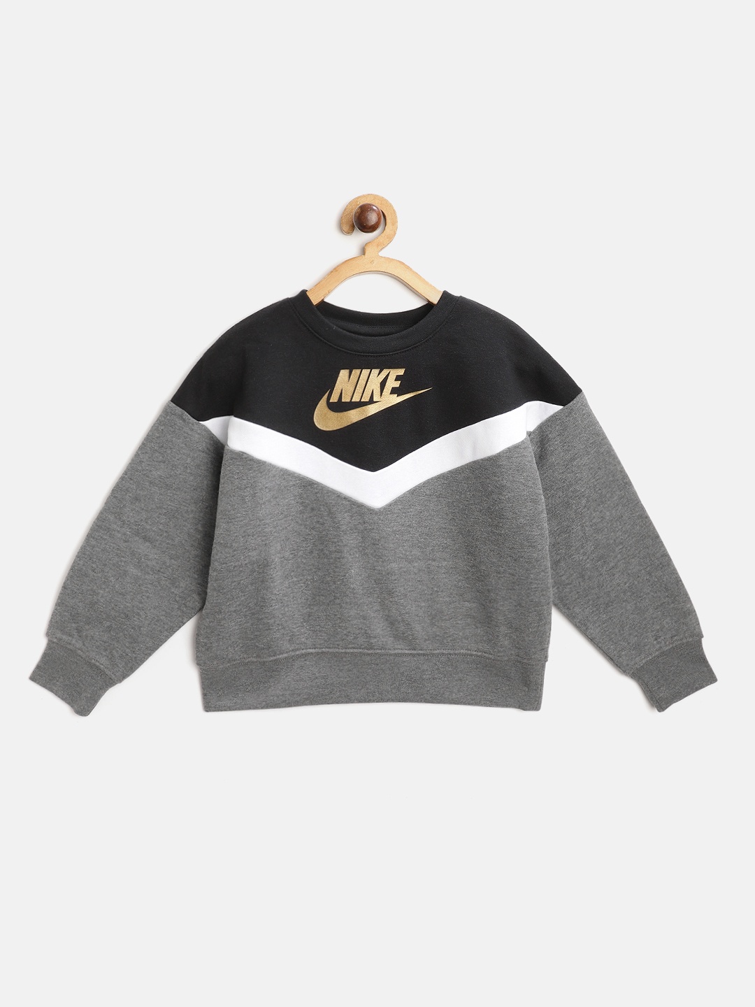 

Nike Girls Charcoal Grey & Black Colourblocked Go For Gold Crew Sweatshirt