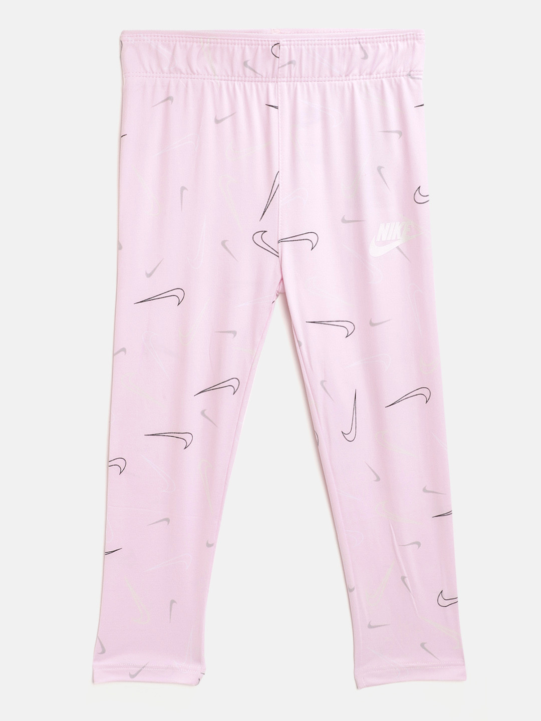 

Nike Girls Pink & Black Brand Logo Print Swooshfetti Leggings