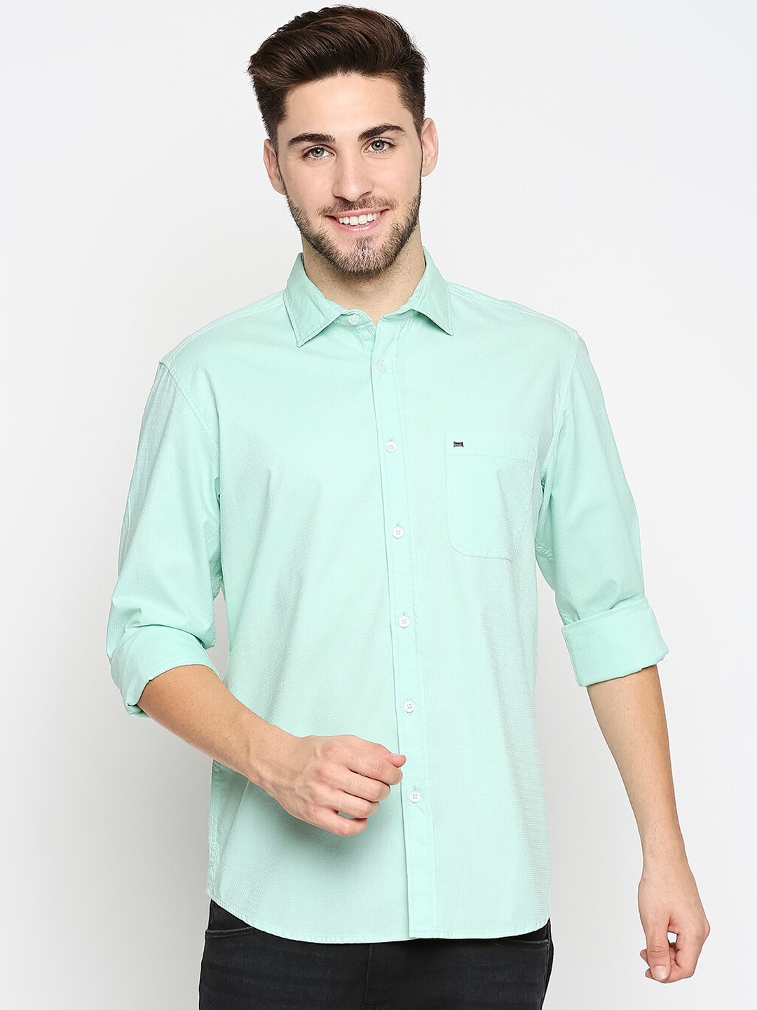 

Basics Men Green Slim Fit Casual Shirt