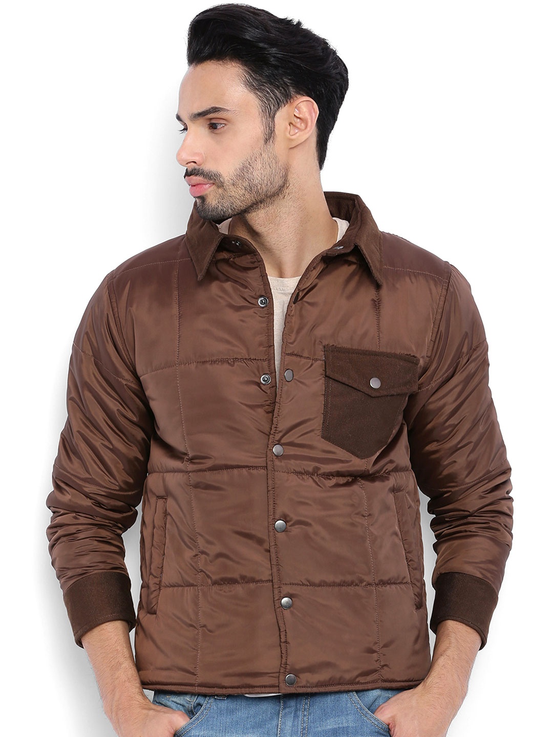 

Campus Sutra Brown Quilted Jacket