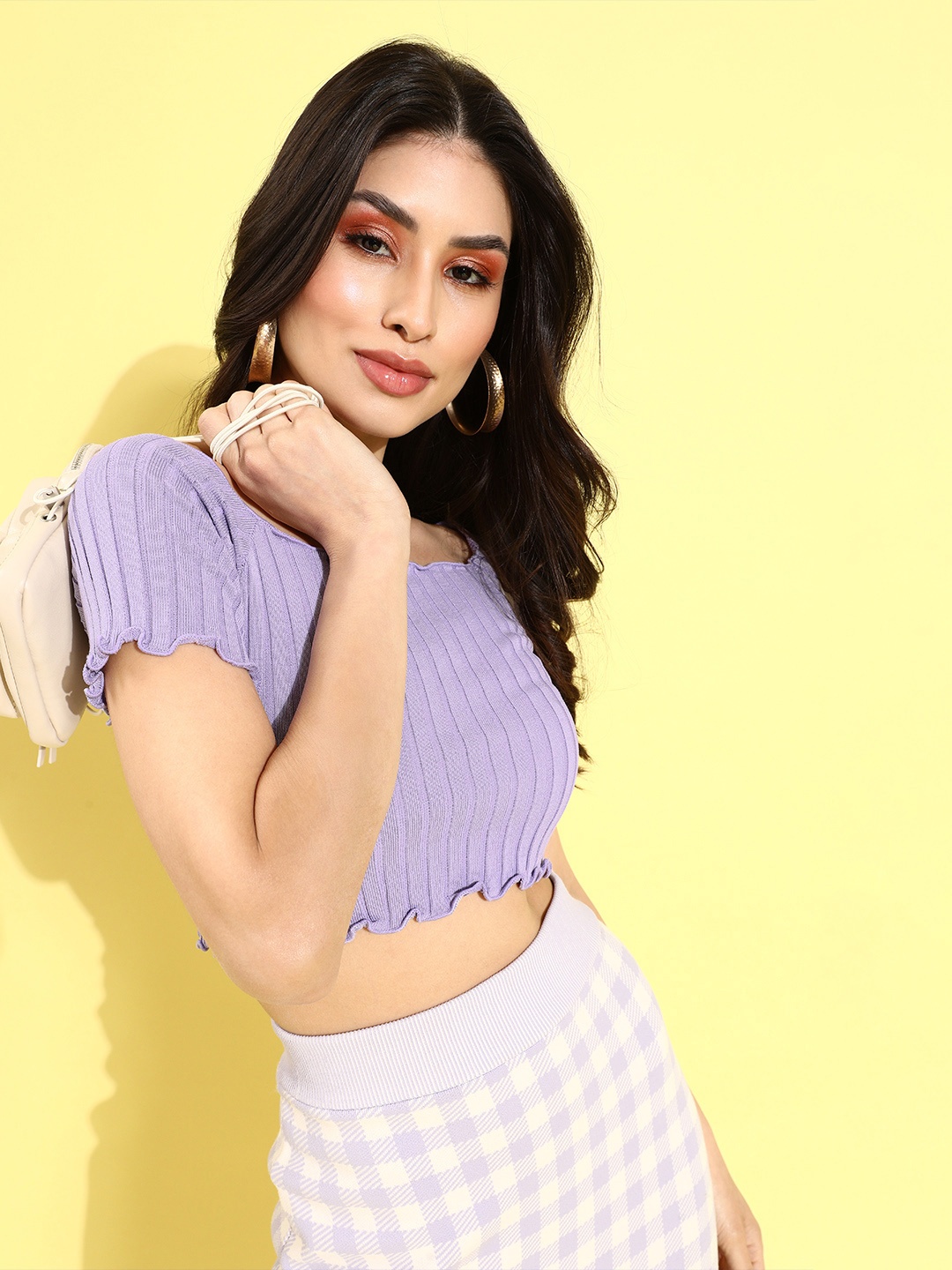 

SHECZZAR Purple Regular Crop Top