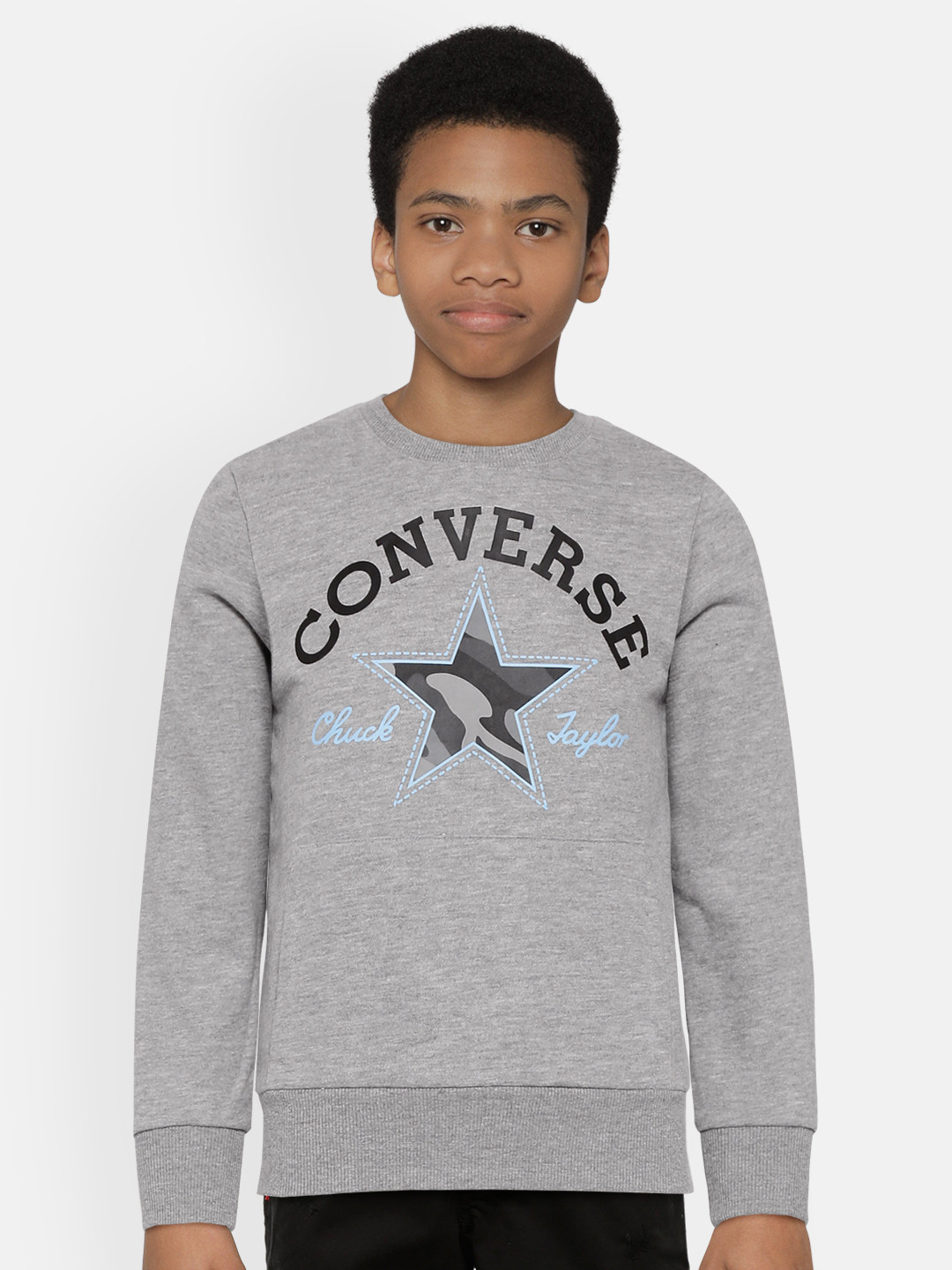 

Converse Boys Grey Melange Brand Logo Print Sweatshirt
