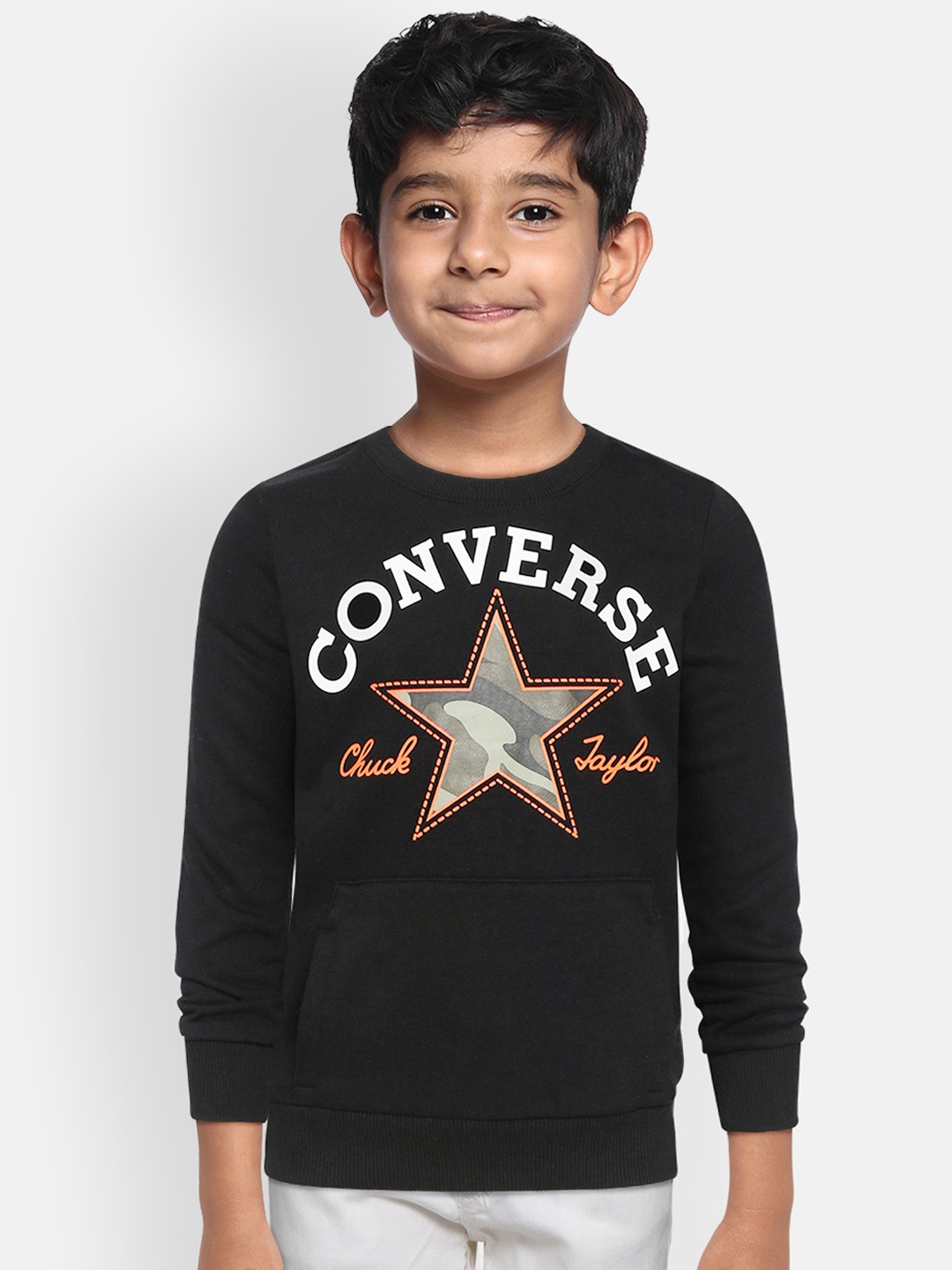 

Converse Boys Black & White Brand Logo Print Sweatshirt