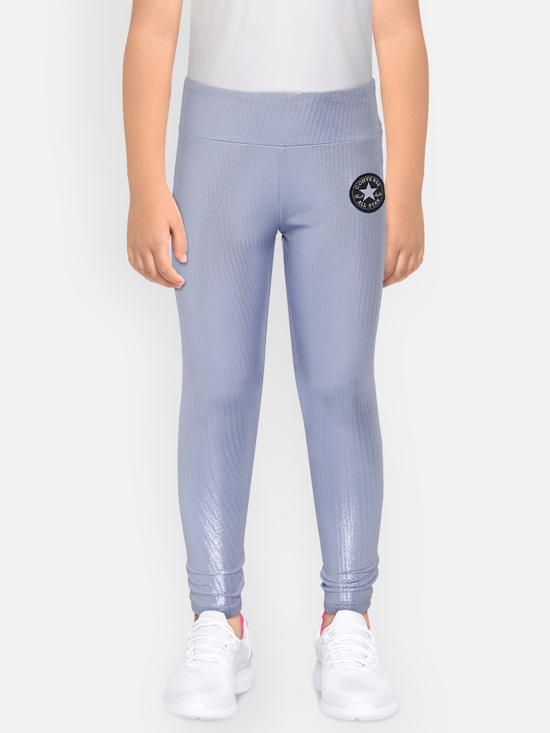 

Converse Girls Blue High-Rise Foil Leggings