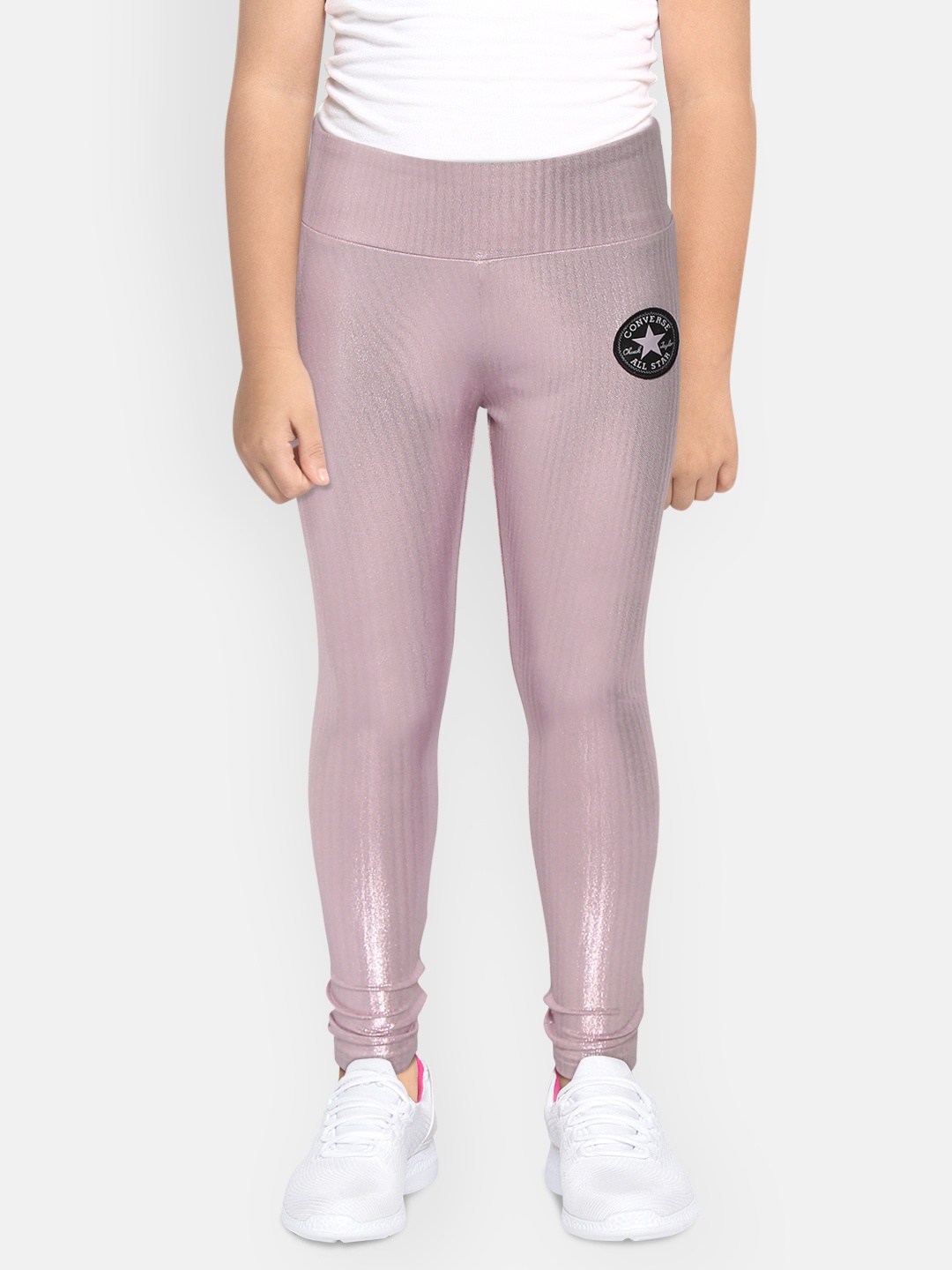 

Converse Girls Pink High-Rise Foil Leggings