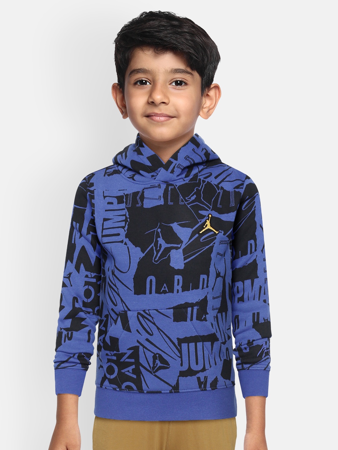 

Jordan Boys Blue Printed ESSENTIALS AOP Hooded Sweatshirt