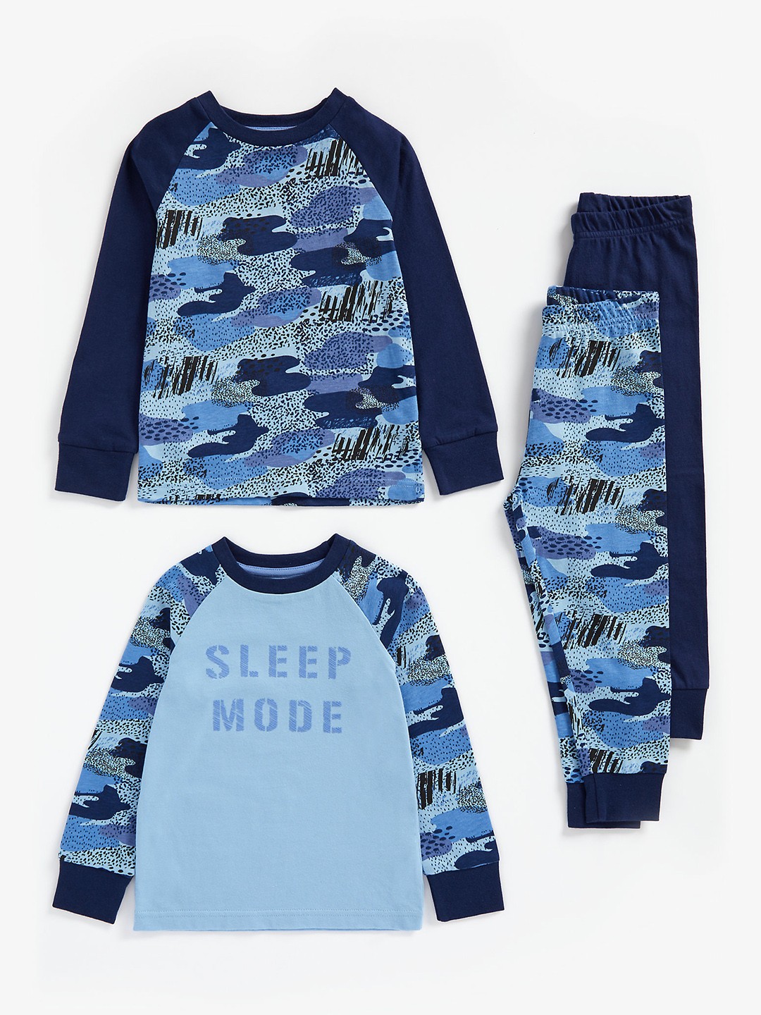 

mothercare Boys Pack of 2 Pure Cotton Printed Night suit 410259425001, Blue