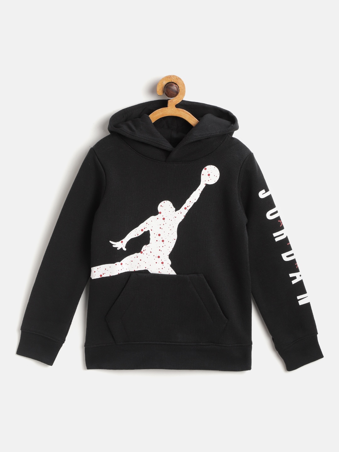 

Jordan Boys Black & White Jumpman Brand Logo Print Hooded Pullover Sweatshirt