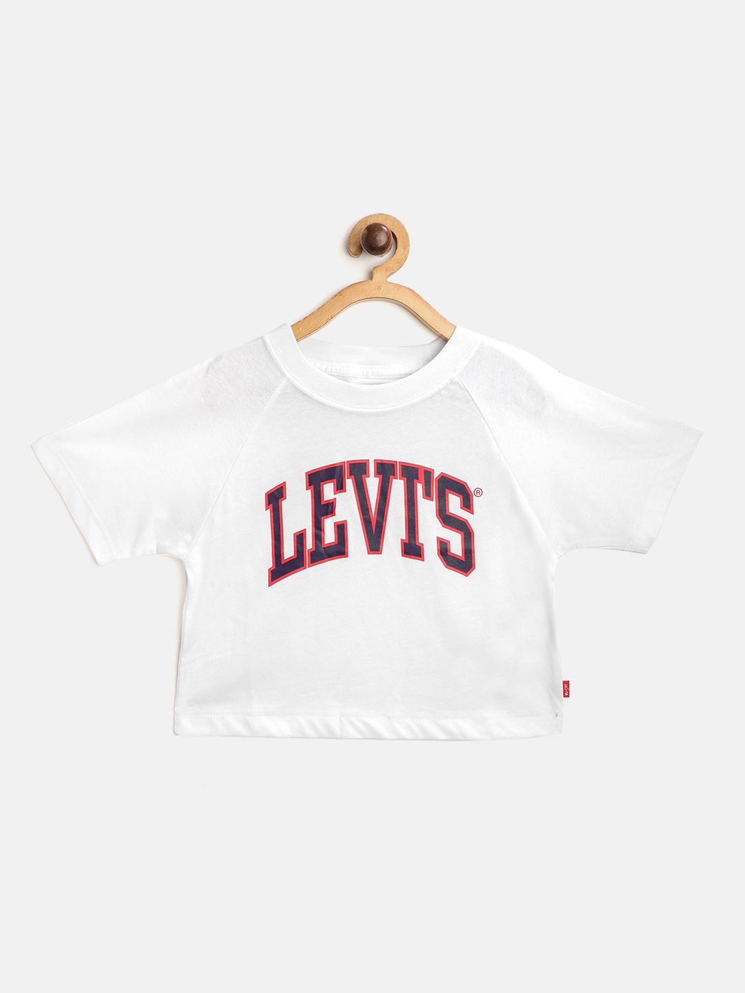 

Levis Girls White Brand Logo Printed Crop T-shirt