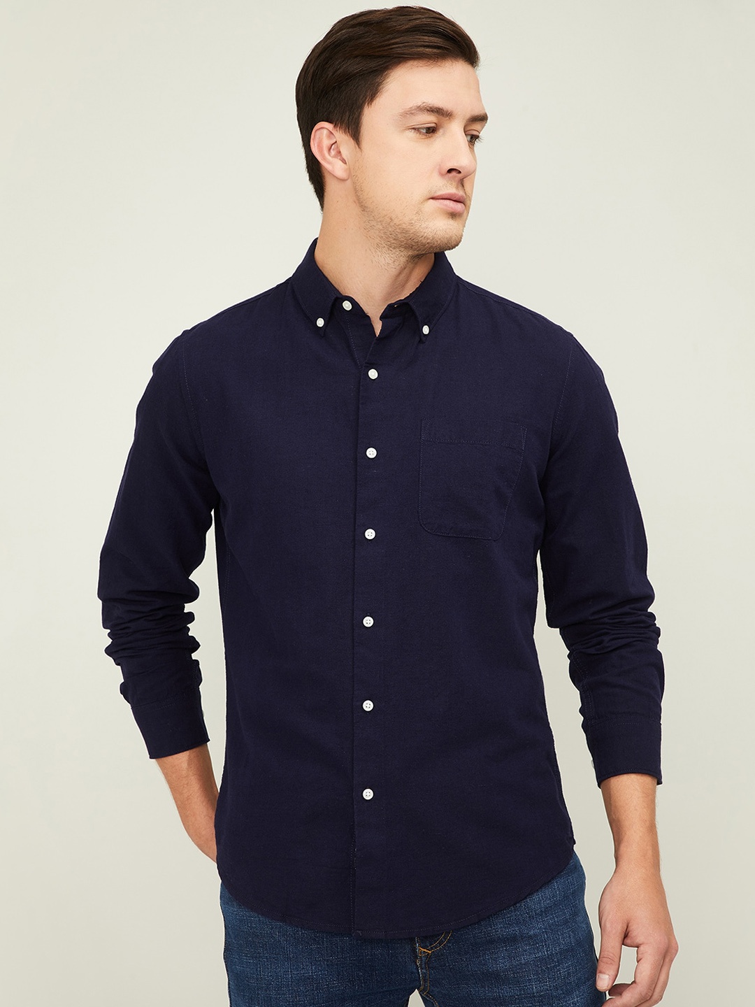 

Denimize by Fame Forever Men Navy Blue Casual Shirt