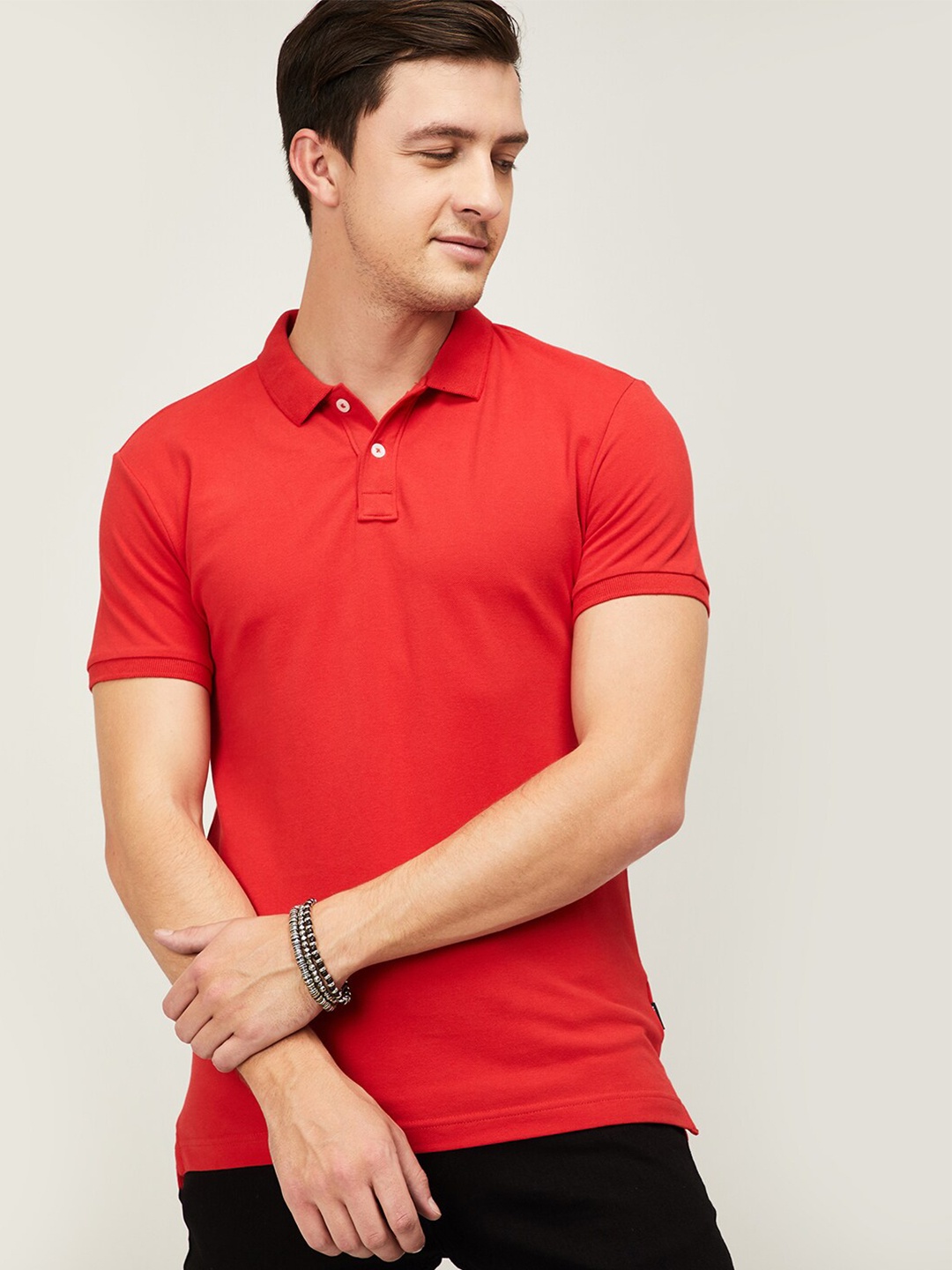 

Denimize by Fame Forever Men Coral Solid Polo Collar T-Shirts