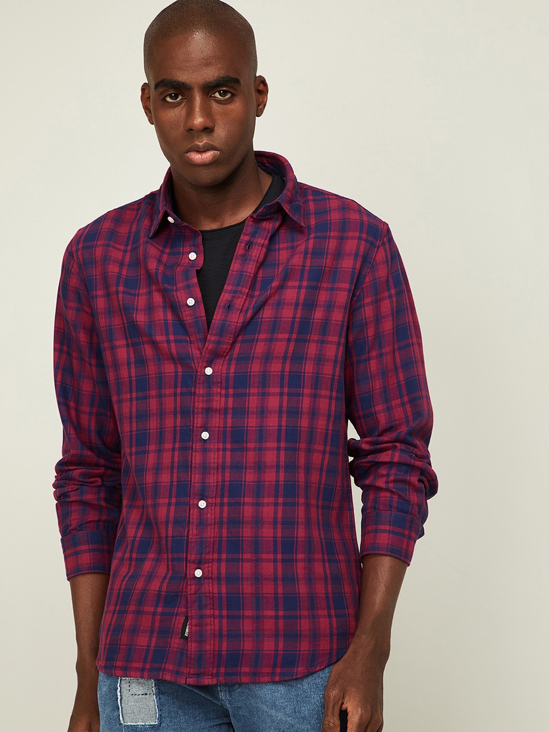 

Denimize by Fame Forever Men Red & Blue Checked Casual Shirt