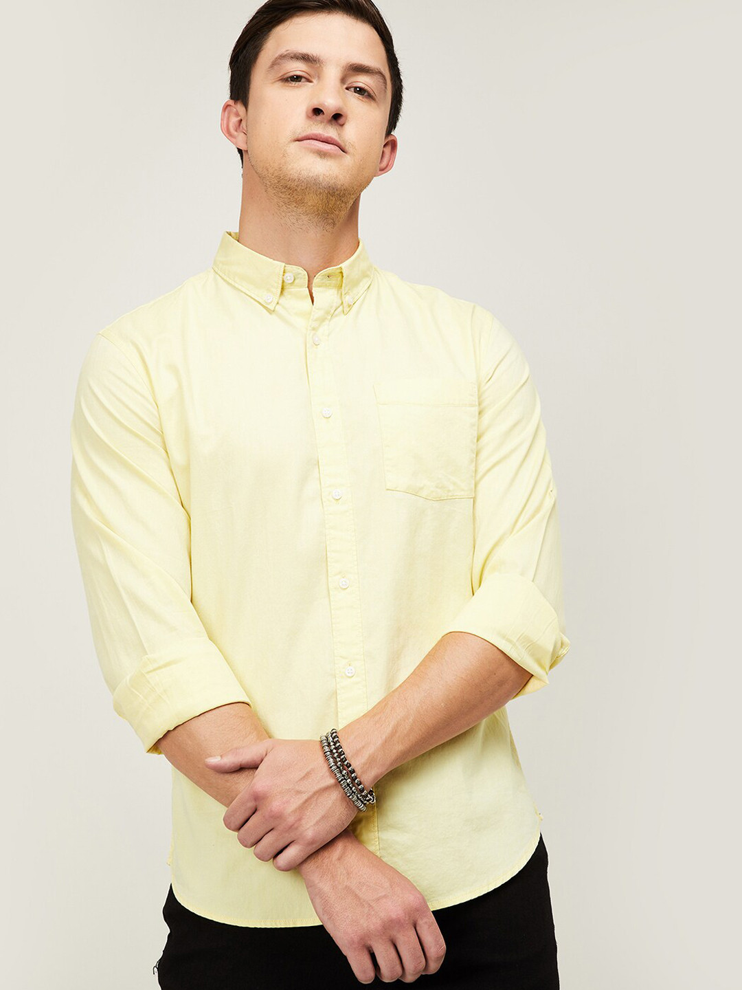 

Denimize by Fame Forever Men Yellow Casual Shirt