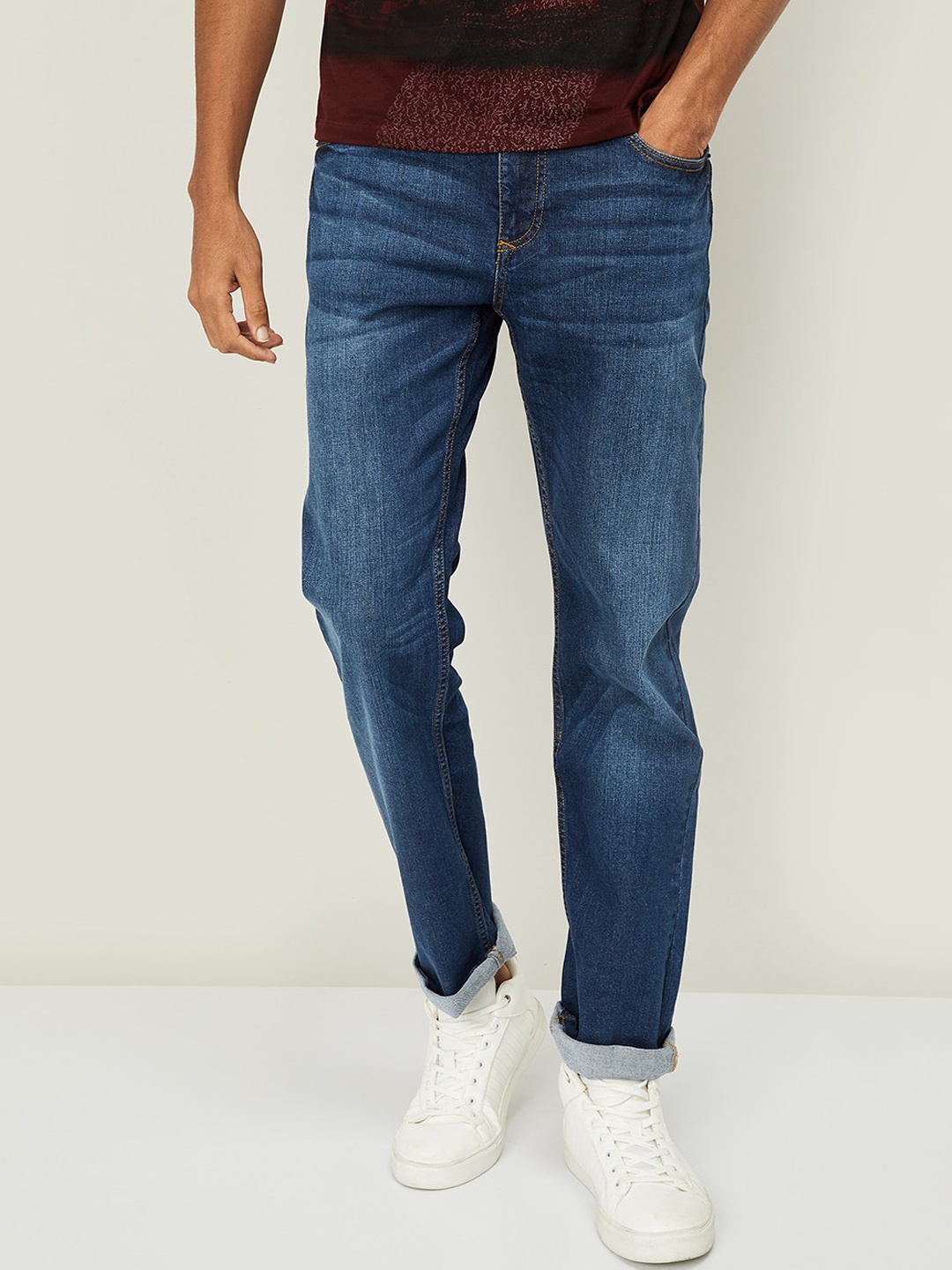 

Denimize by Fame Forever Men Blue Slim Fit Mid-Rise Jeans