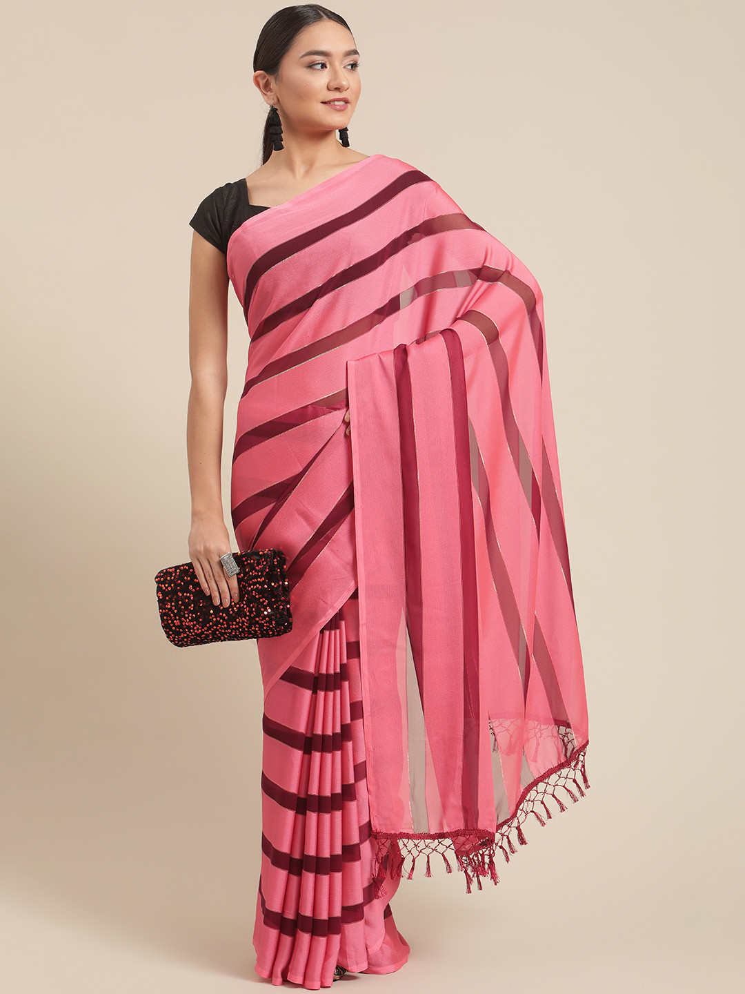

OM SAI LATEST CREATION Pink Pure Georgette Banarasi Saree
