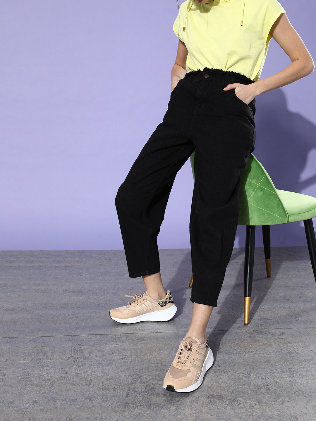 

DressBerry Women Stylish Black High-Rise Slouchy Fit Stretchable Jeans