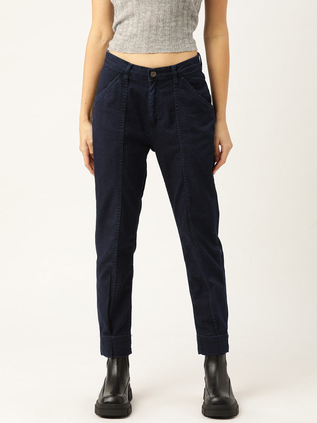 

DressBerry Women Navy Blue Boyfriend Fit Stretchable Jeans