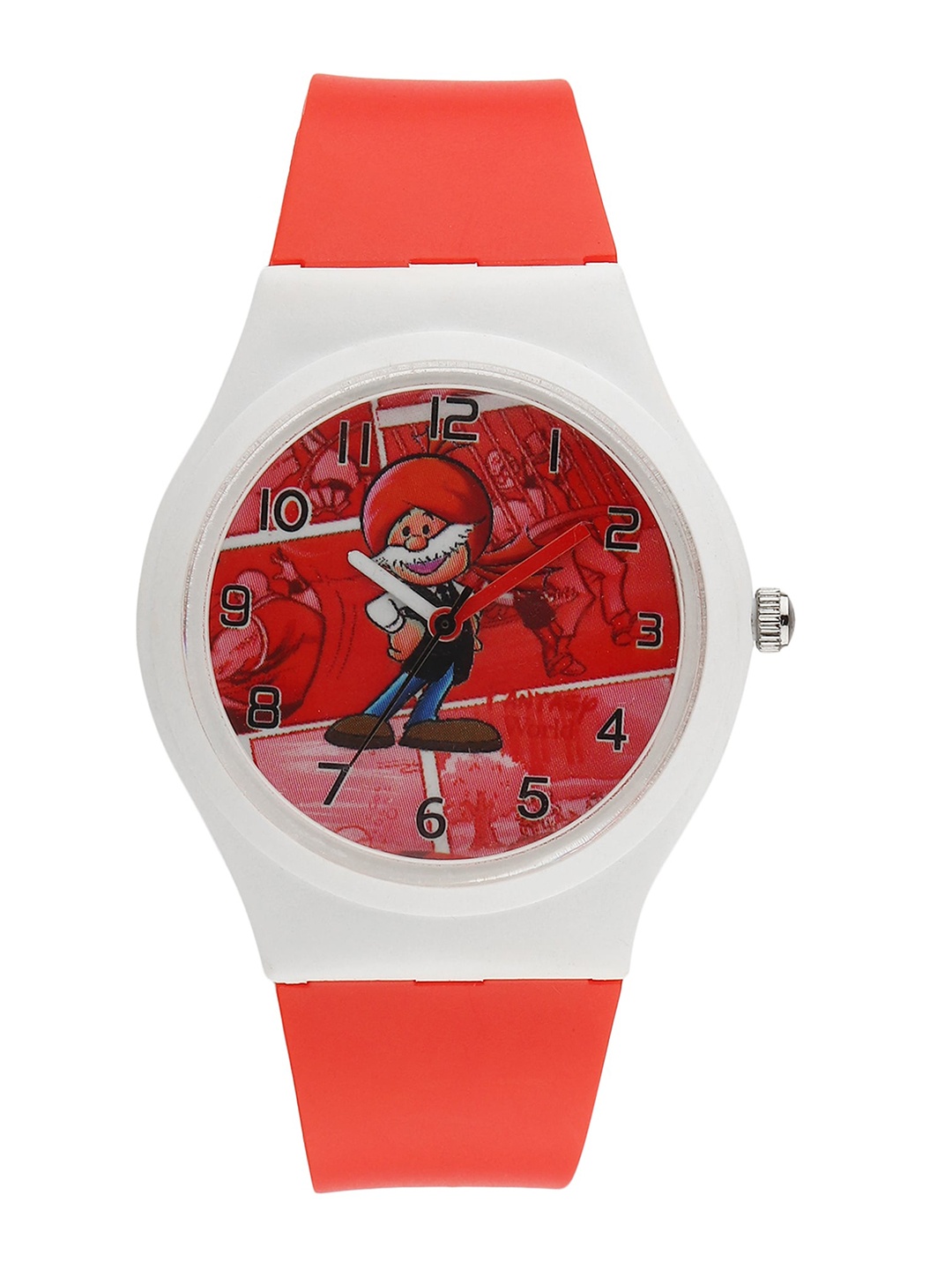 

Fantasy World Kids Red Chacha Chaudhary Printed Dial & Red Straps Analogue Watch