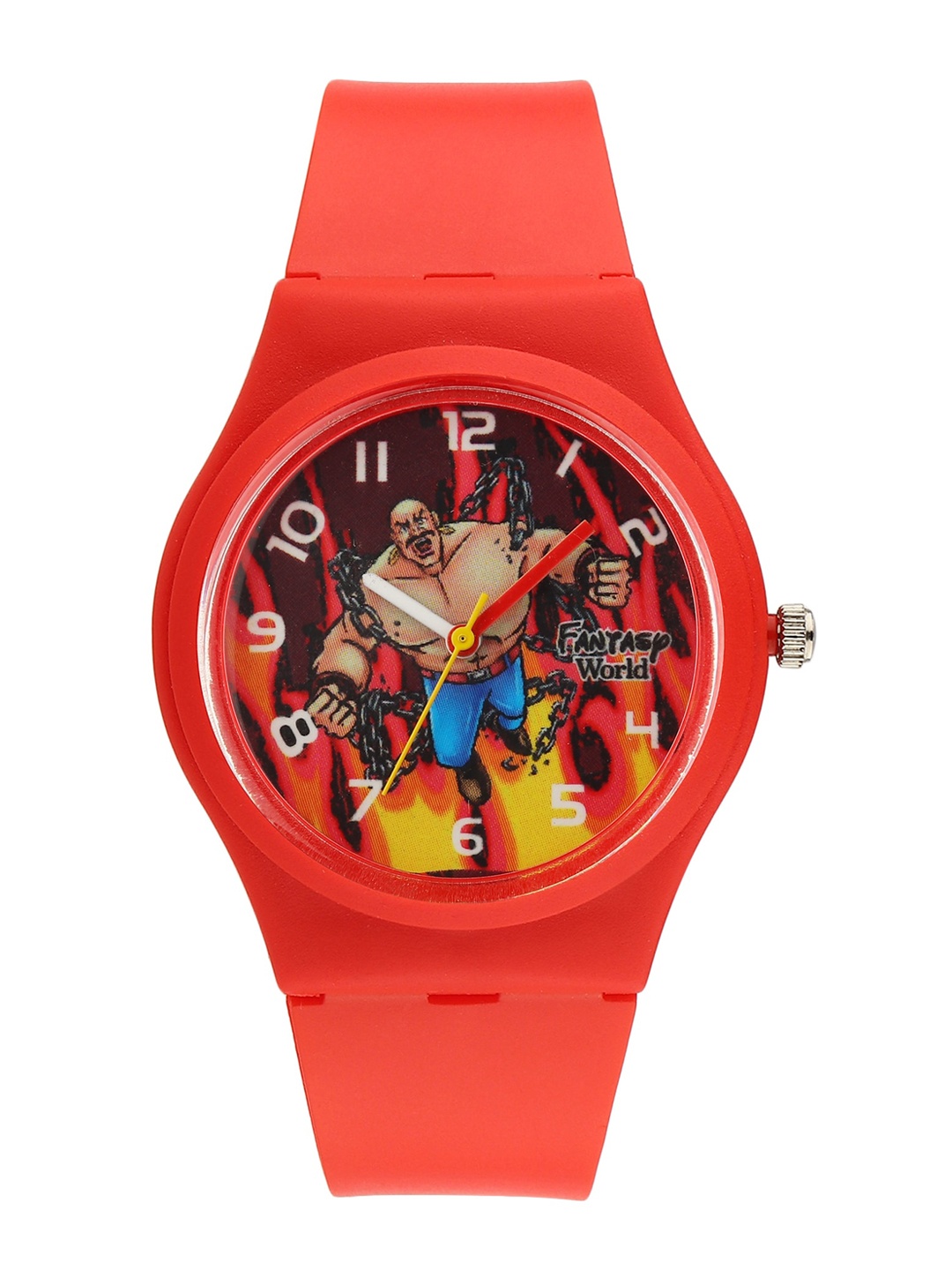 

Fantasy World Kids Red Chacha Chaudhary Printed Dial & Red Straps Analogue Watch