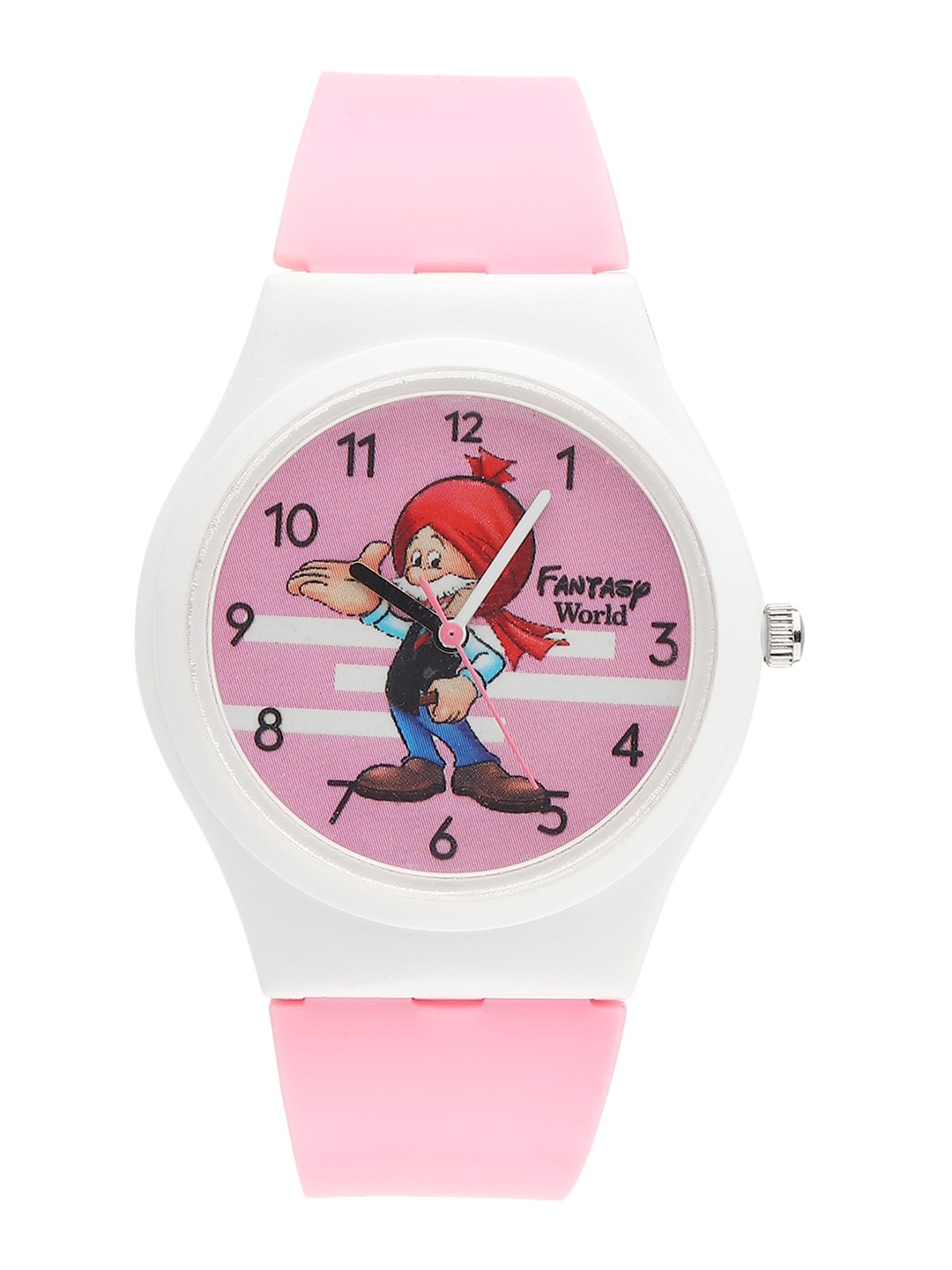 

Fantasy World Kids Pink Chacha Chaudhary Printed Dial & Pink Straps Analogue Watch