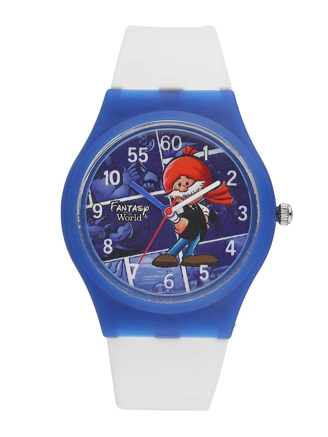 

Fantasy World Kids Blue Chacha Chaudhary Printed Dial & White Straps Analogue Watch