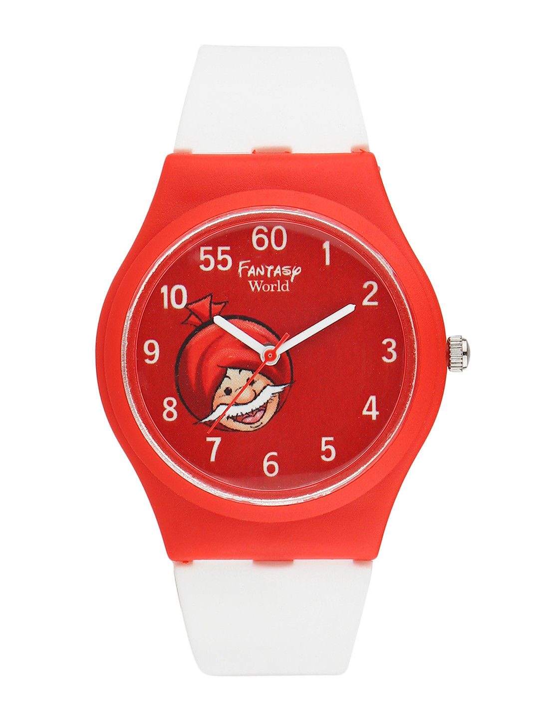

Fantasy World Kids Red Chacha Chaudhary Printed Dial & White Straps Analogue Watch
