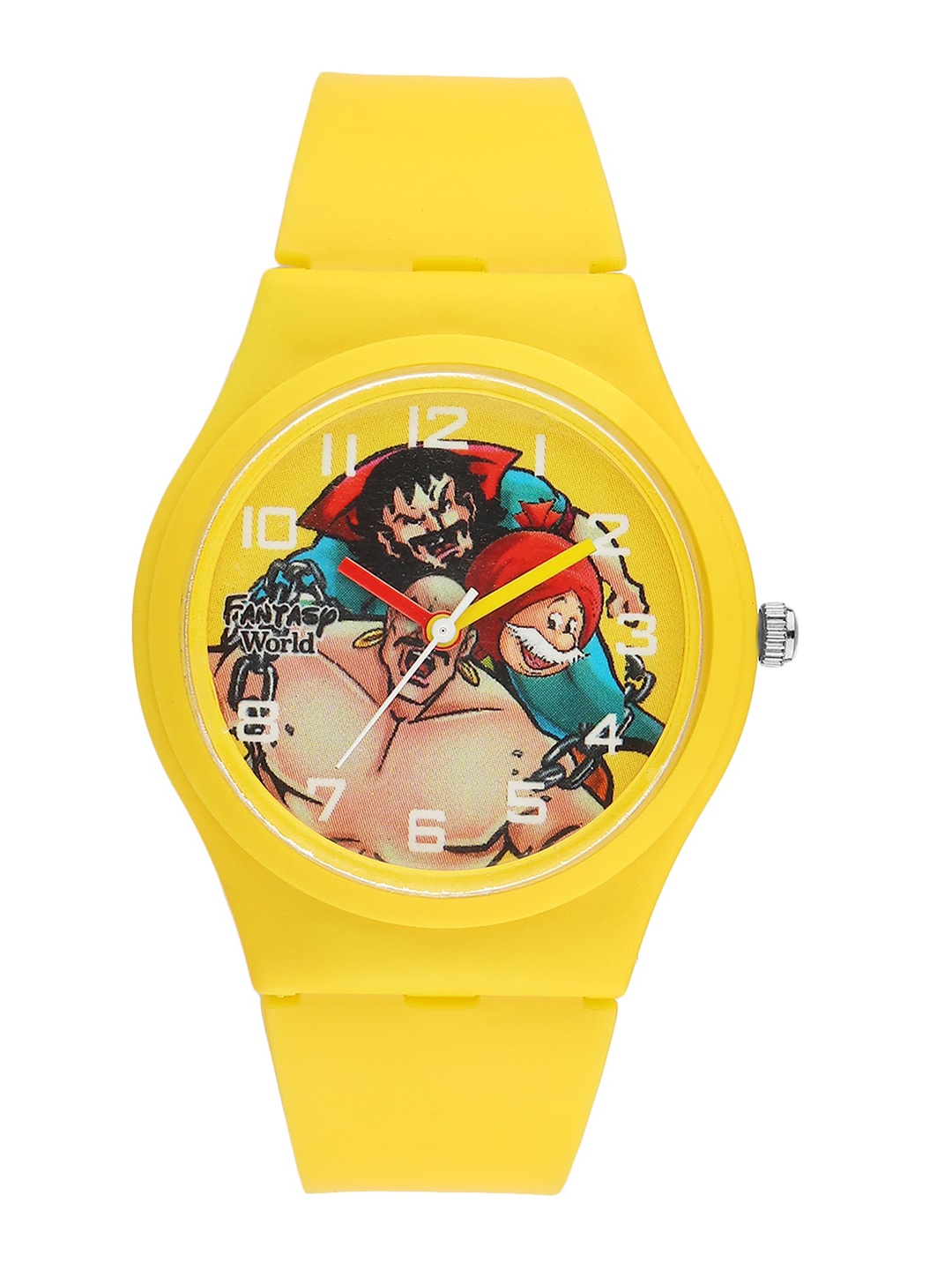 

Fantasy World Kids Yellow Chacha Chaudhary Printed Dial & Yellow Straps Analogue Watch