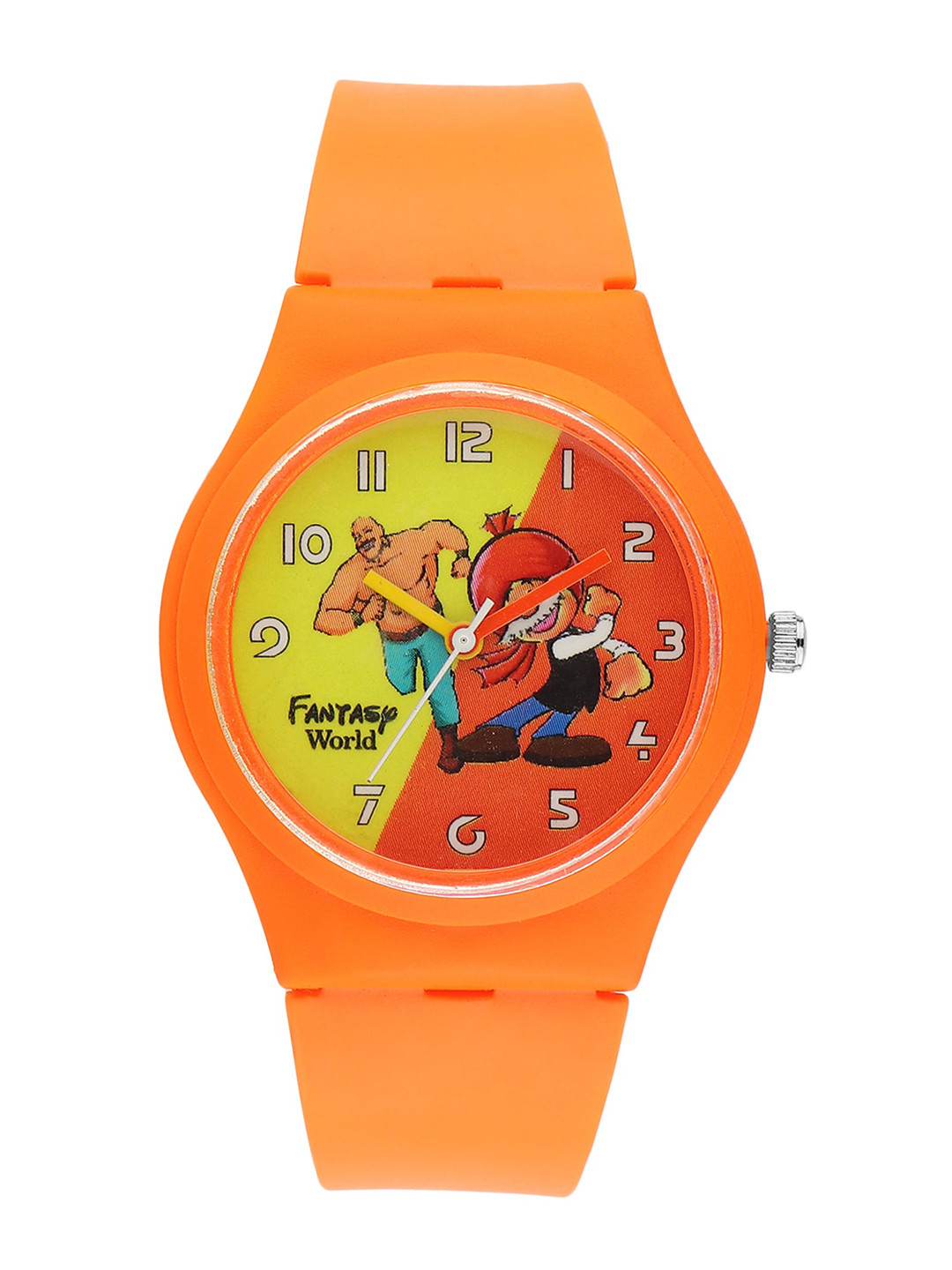 

Fantasy World Kids Orange Chacha Chaudhary Printed Dial & Orange Straps Analogue Watch