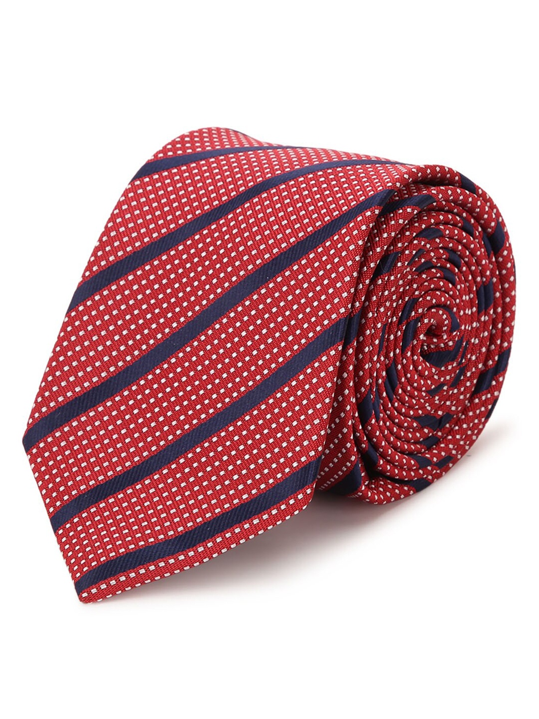 

Tossido Men Maroon & Blue Microfiber Striped Broad Tie