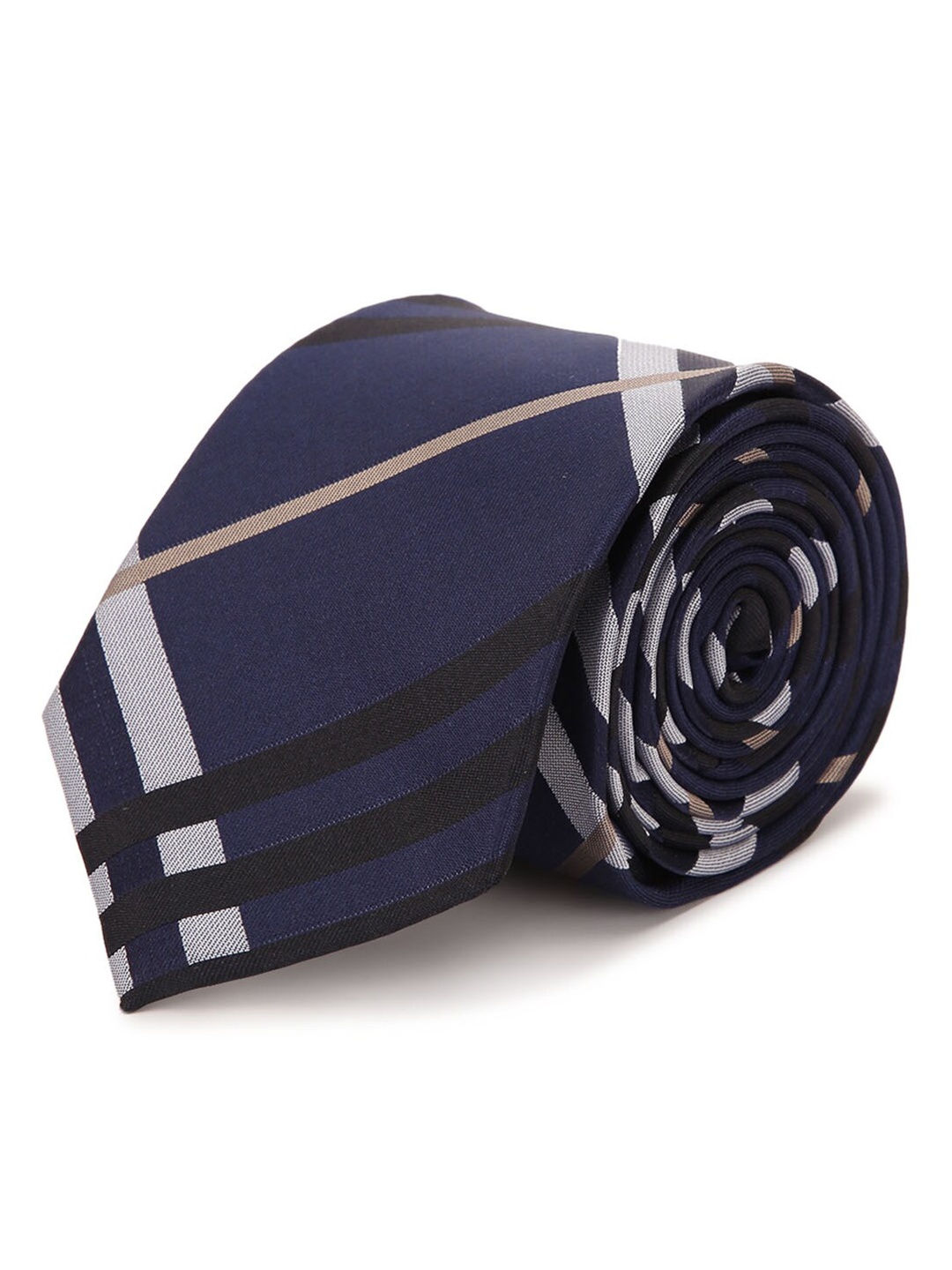 

Tossido Men Blue & Off White Striped Broad Tie