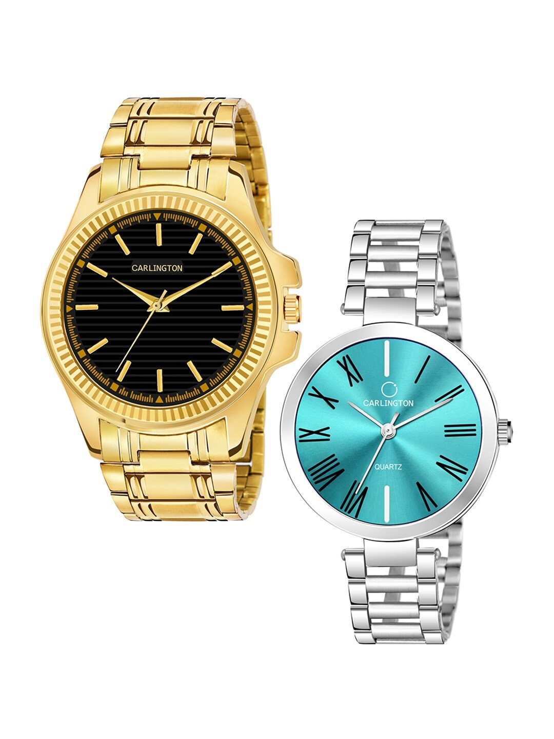 

CARLINGTON Pack-2 Multicoloured Dial& Stainless Steel Watch Combo CT-6120GB and 112 Pastel, Black