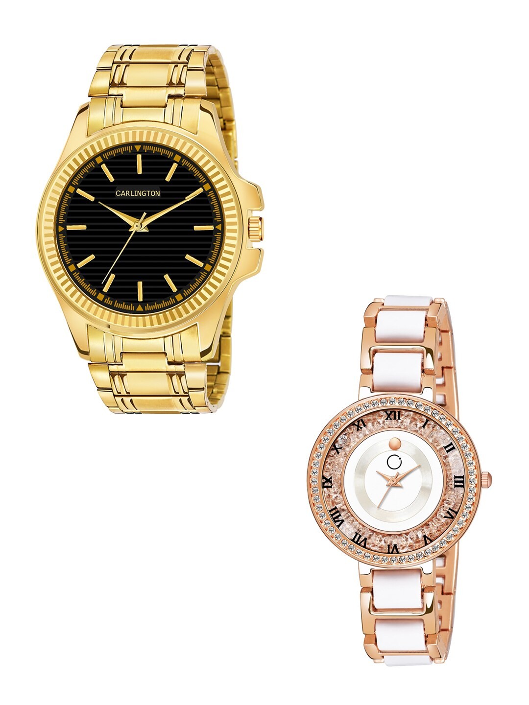 

CARLINGTON Unisex Embellished Stainless Steel Bracelet Style Watch, Black