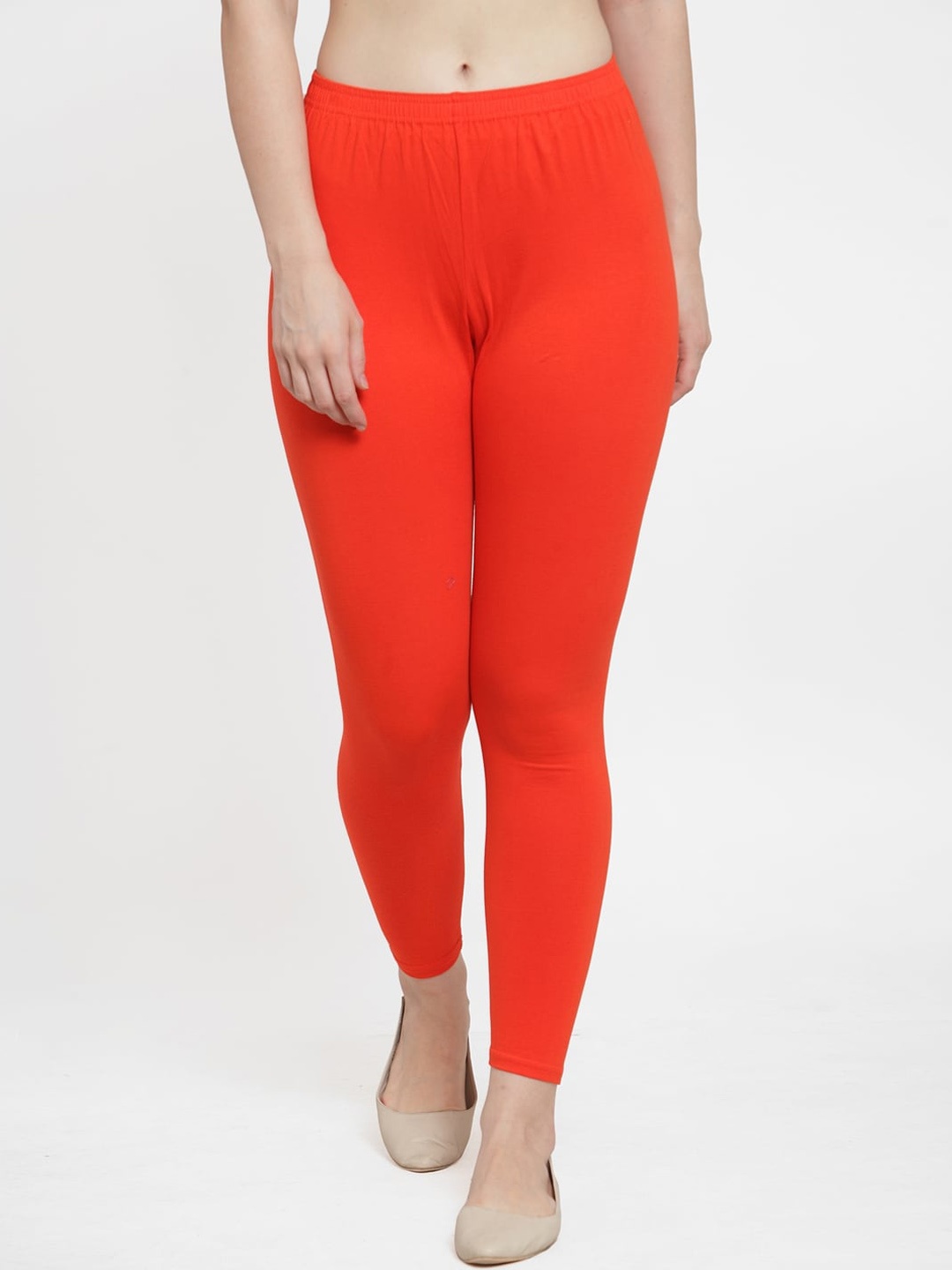 

GRACIT Women Orange Solid Ankle-Length Leggings