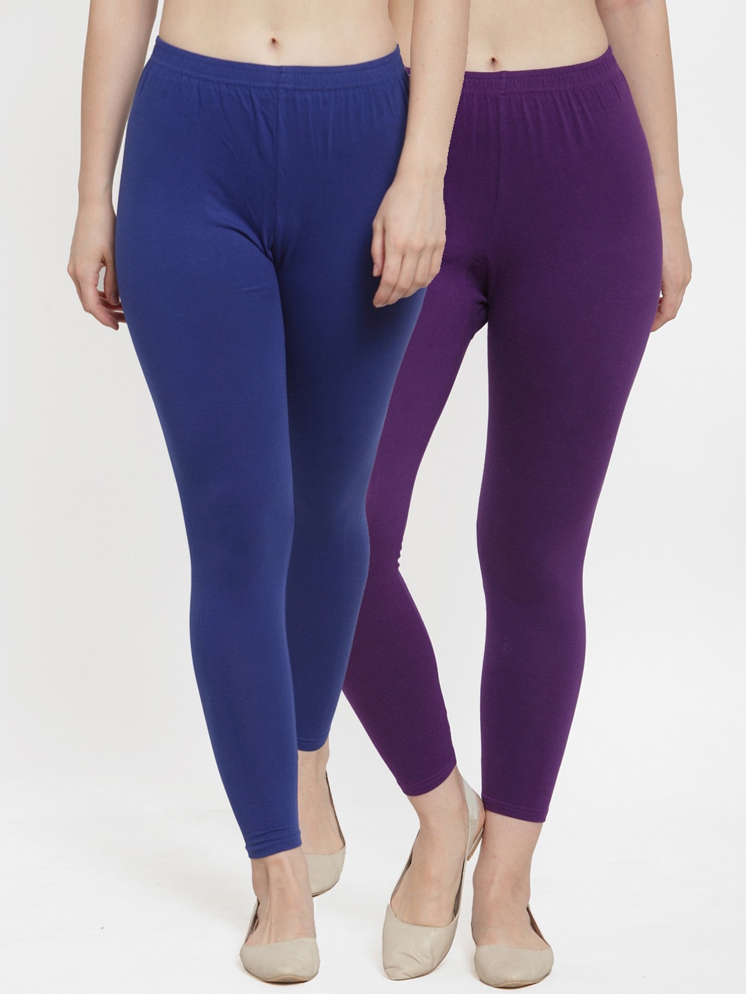 

GRACIT Women Pack of 2 Solid Ankle-Length Leggings, Blue