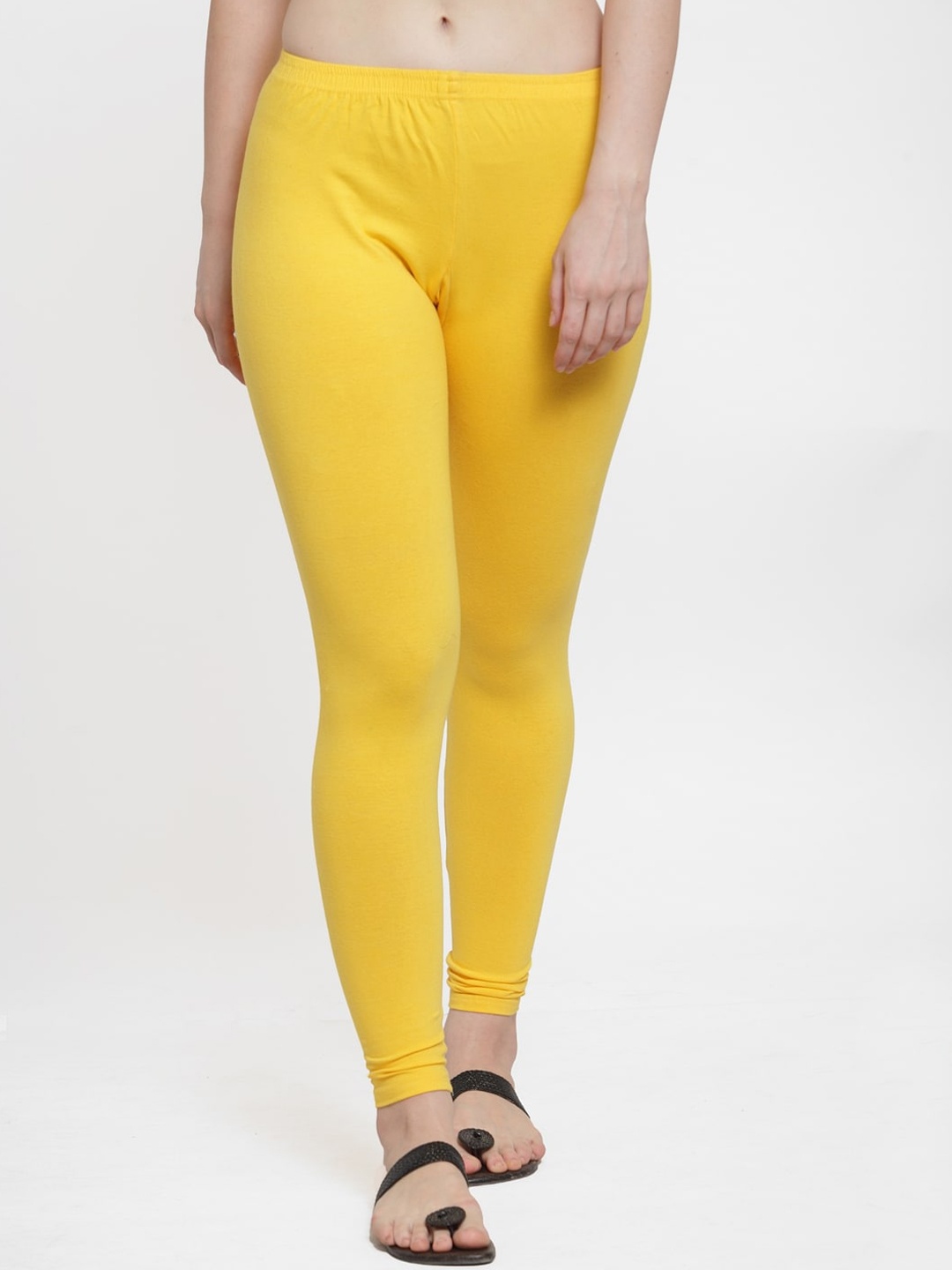 

GRACIT Women Yellow Solid Ankle-Length Leggings