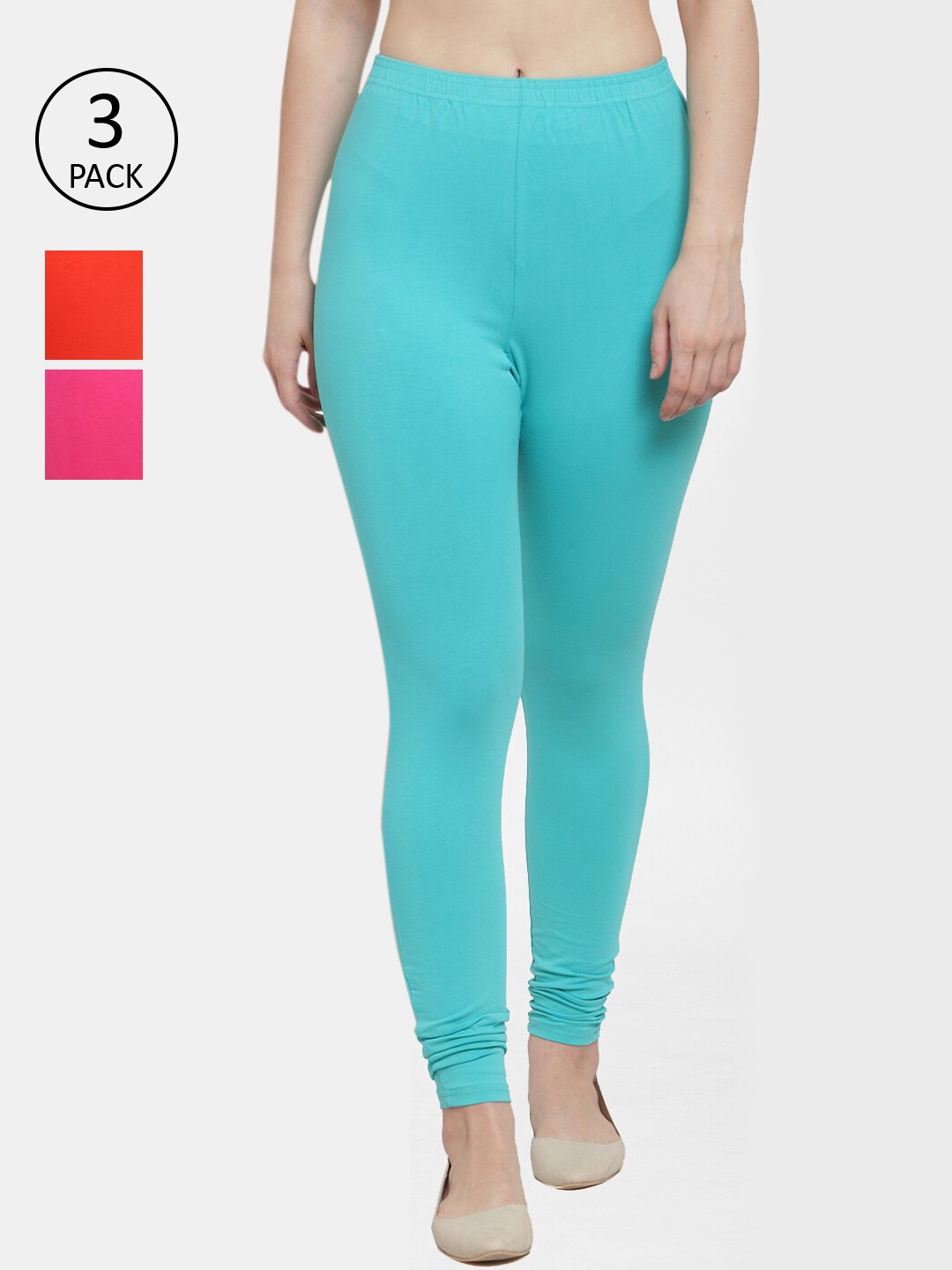 

GRACIT Women Pack Of 3 Solid Leggings, Pink