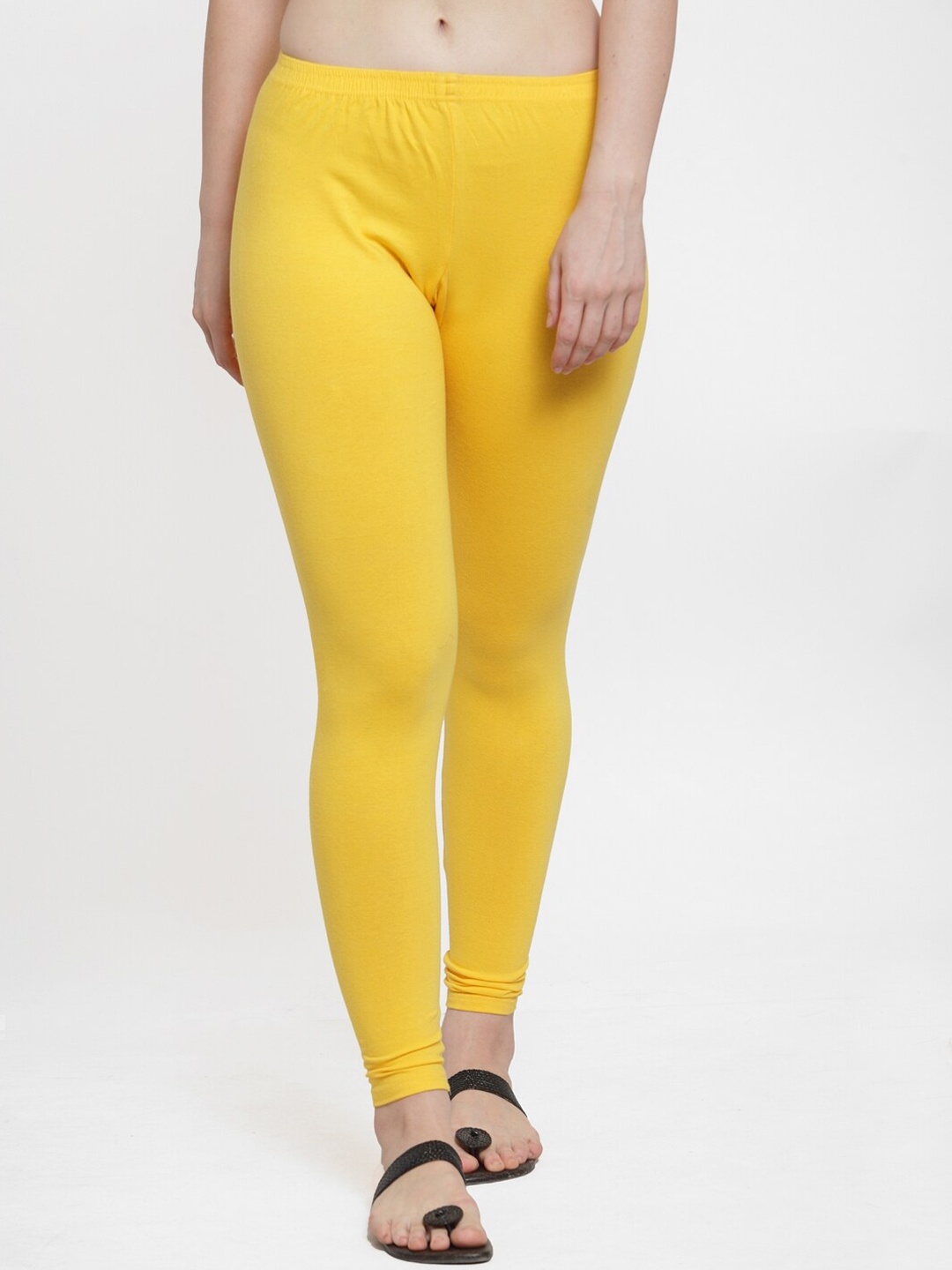 

GRACIT Women Pack of 3 Solid Ankle-Length Leggings, Yellow