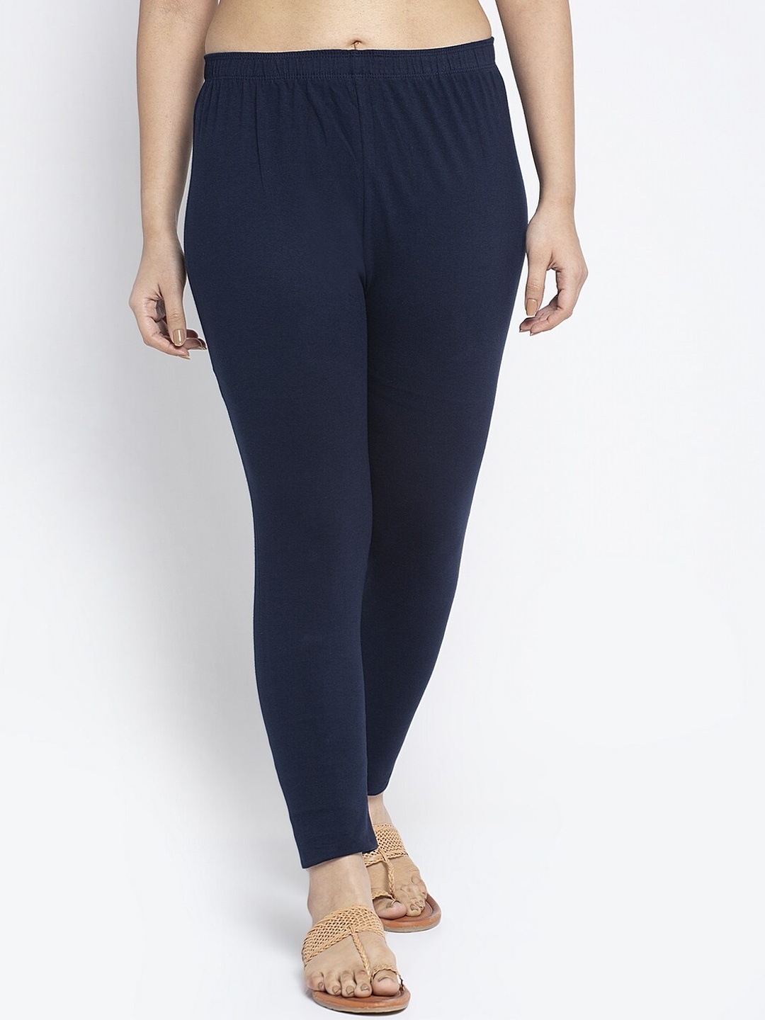 

GRACIT Women Navy Blue Solid Super Combed Cotton Ankle-Length Leggings