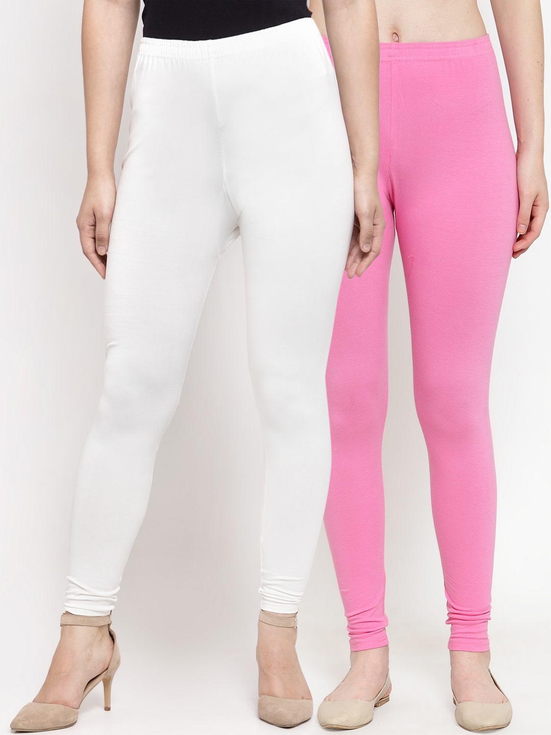 

GRACIT Women Pack Of 2 Solid Ankle-Length Leggings, White