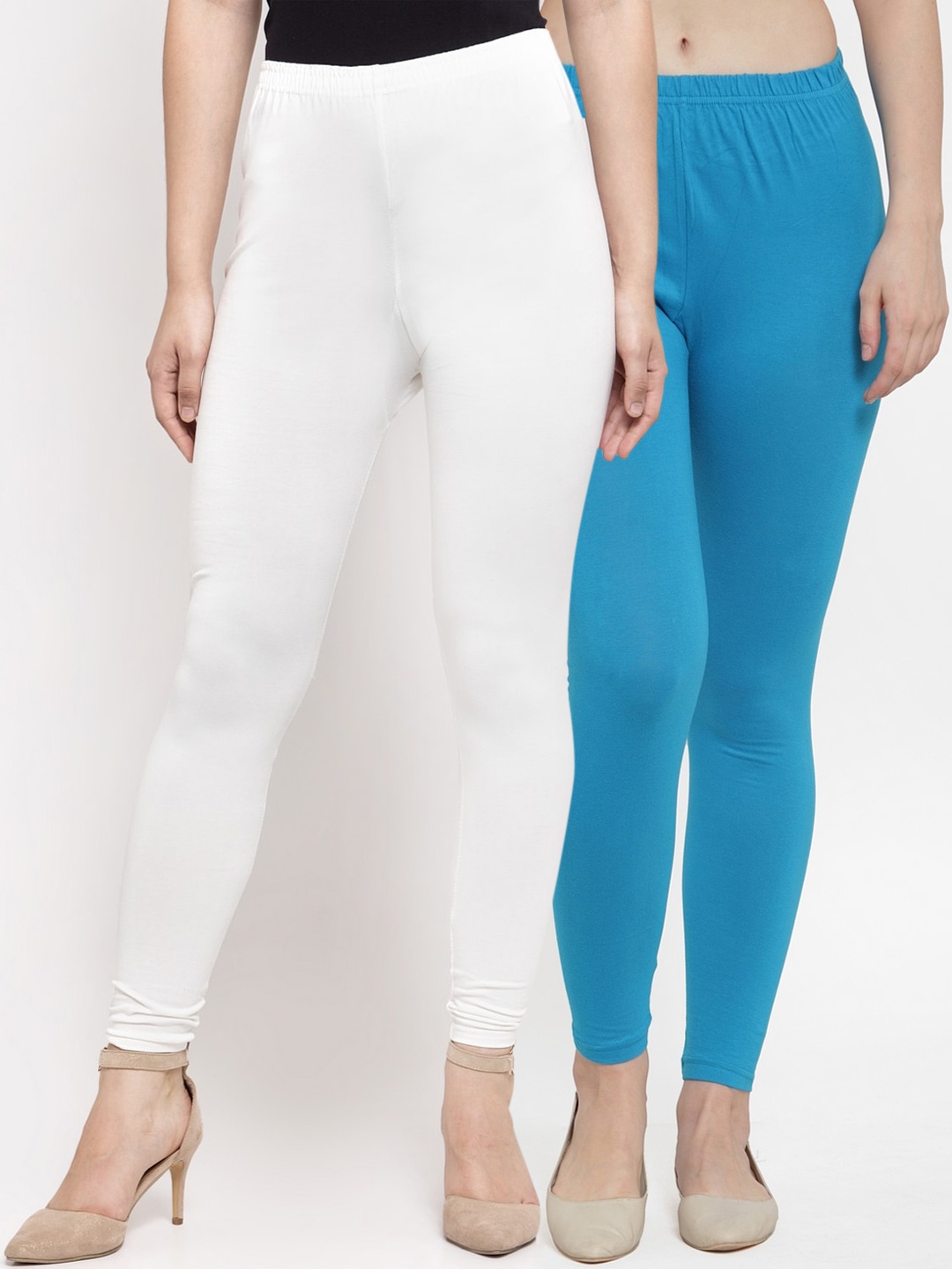 

GRACIT Women Pack Of 2 Leggings, White